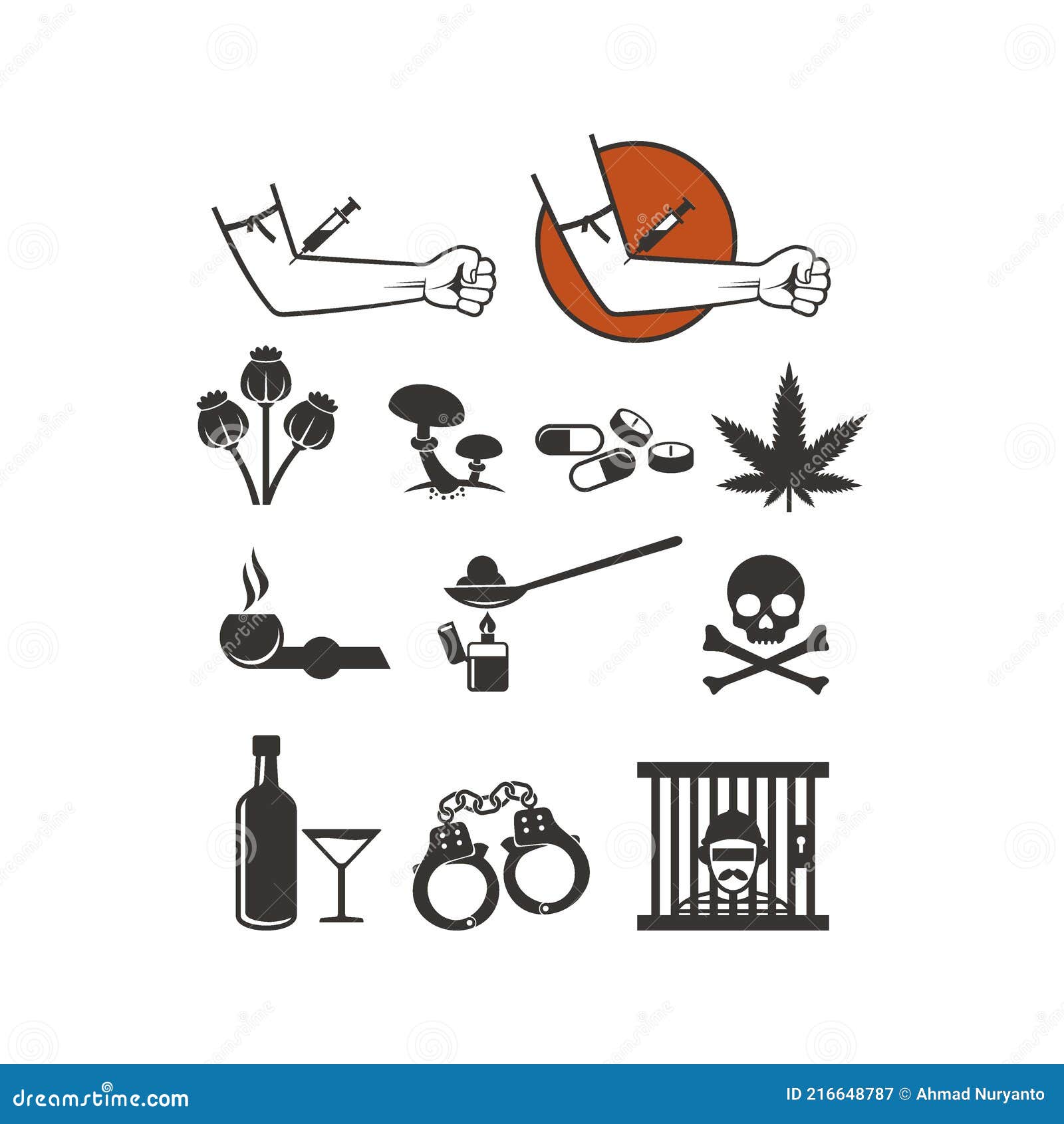Delitos de drogas ilustración del vector. Ilustración de marihuana -  216648787