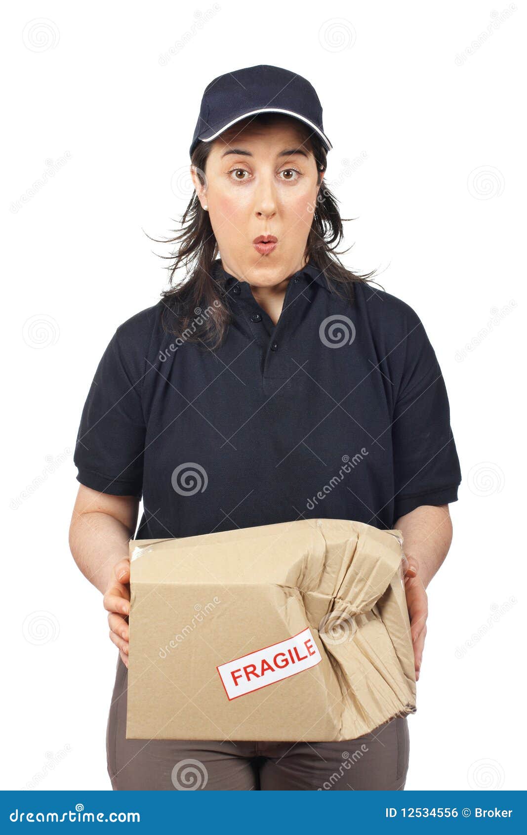Delivering a Damaged Package Stock Photo Image of courier, giving