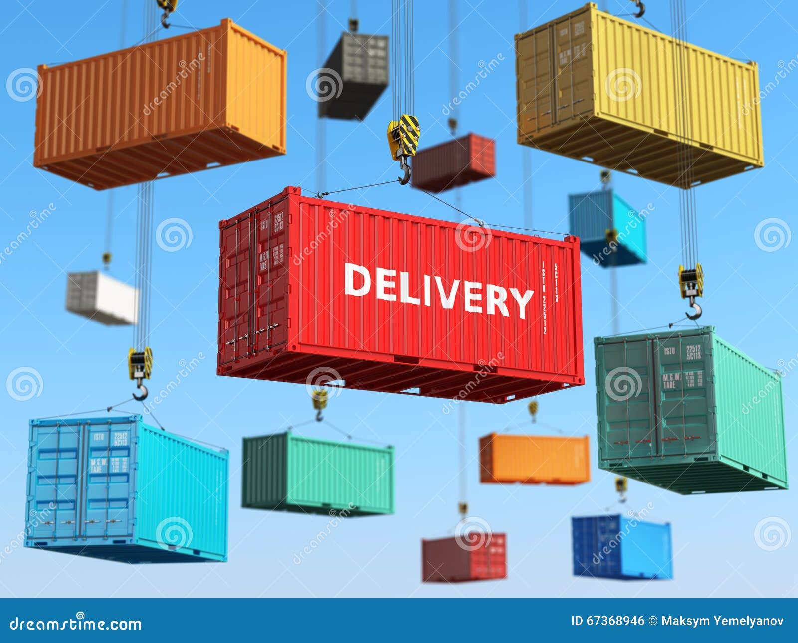 Delivery Background Concept. Cargo Shipping Containers in Storage Stock