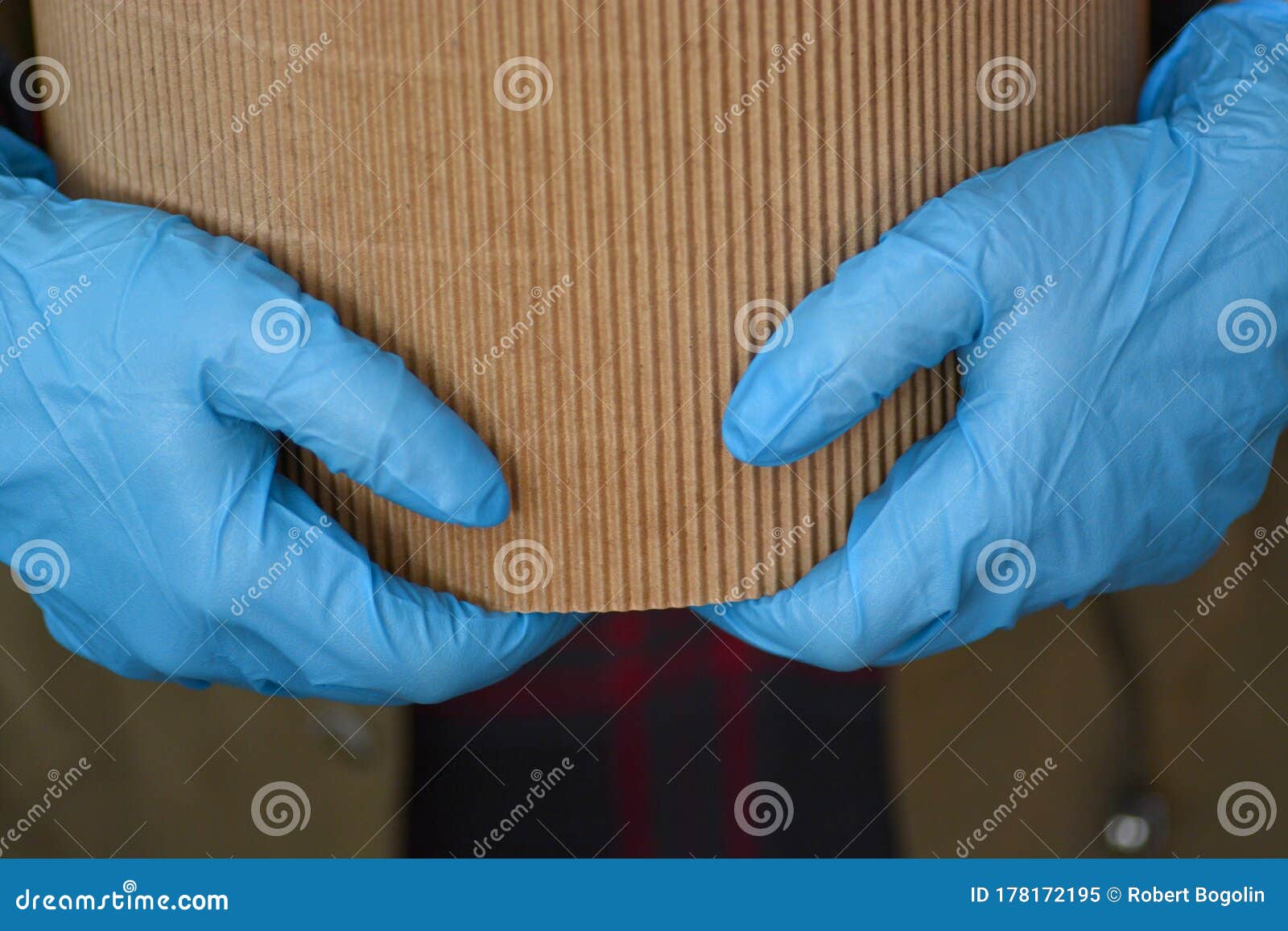 Delivery box with gloves. stock image. Image of tradition 178172195