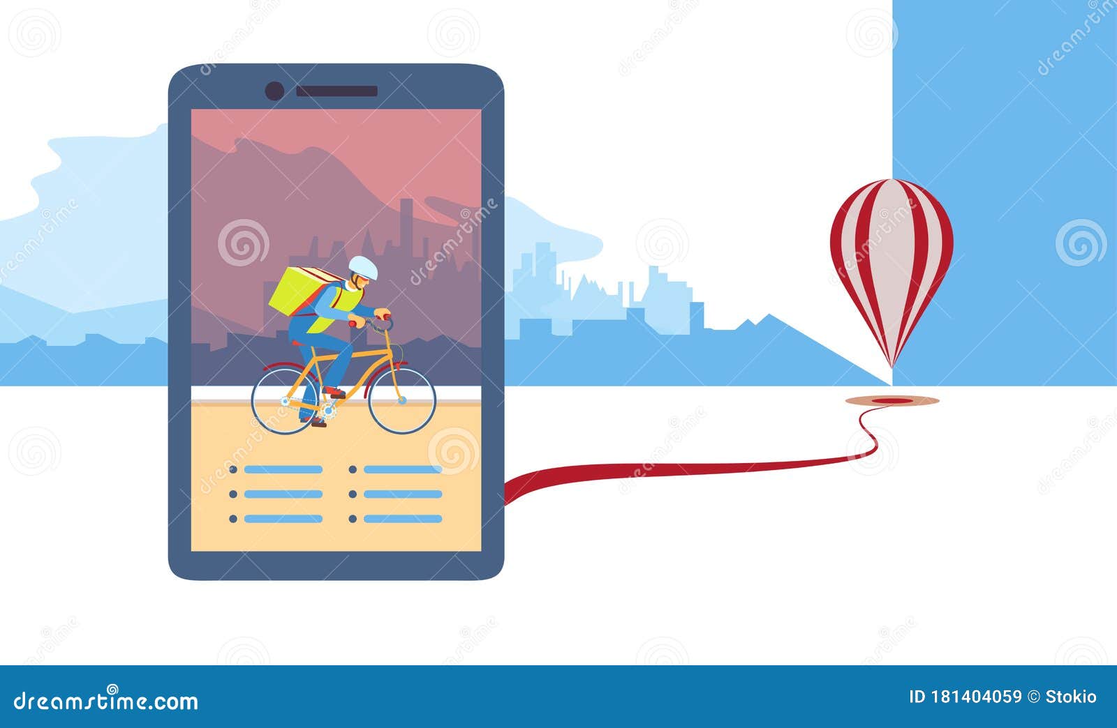 Delivery Boy Worker of Fast Delivery Service. Bicycle Courier, Express