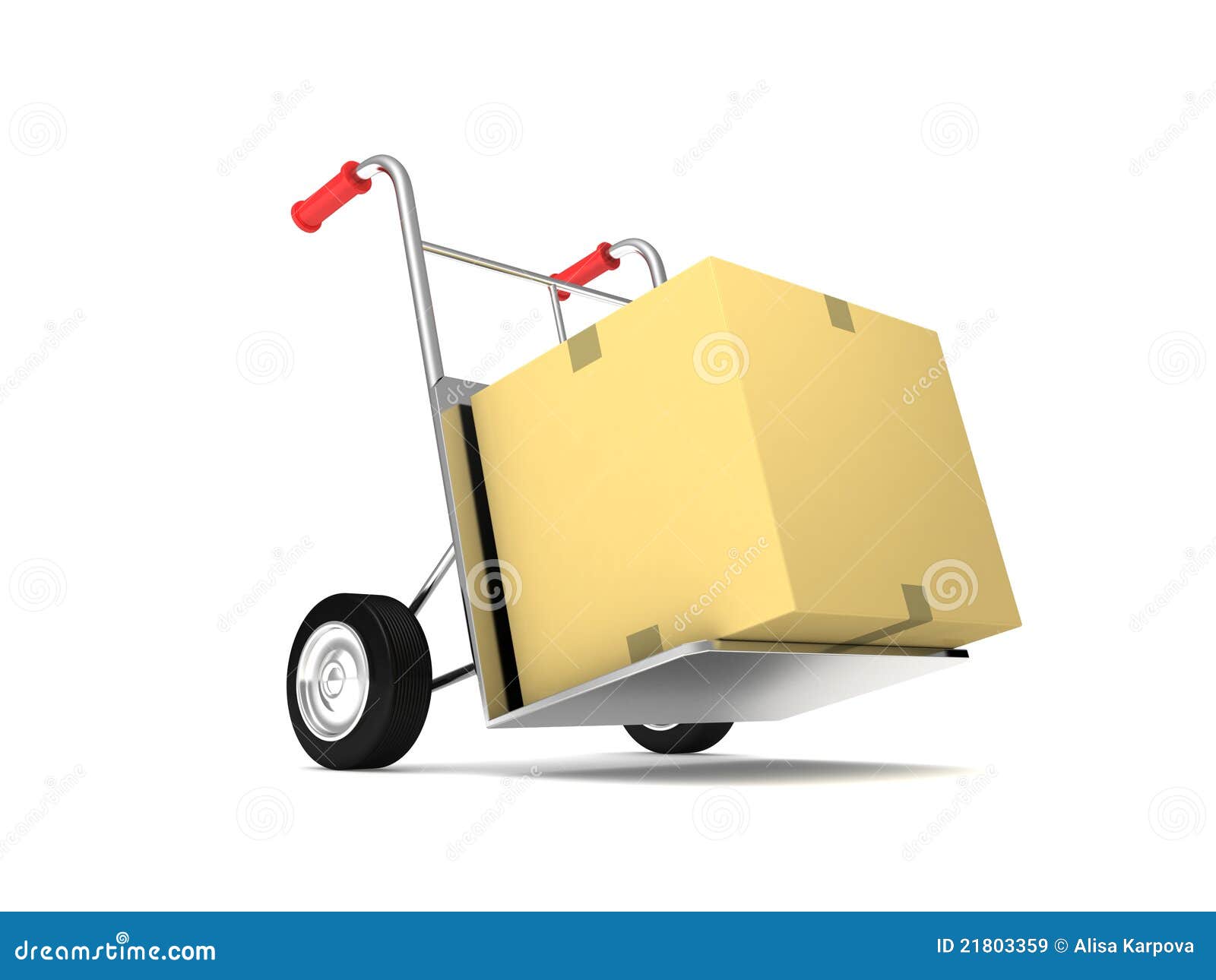Delivery Concept. Luggage Trolley with Carton Box Stock Illustration