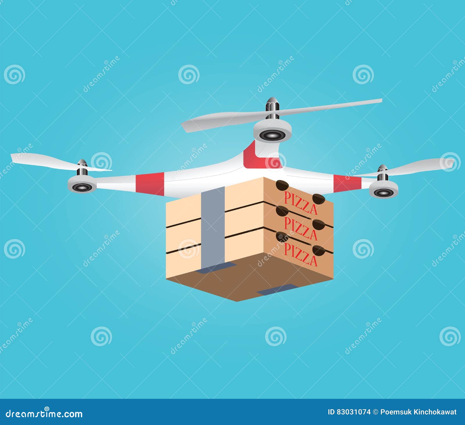 Delivery Drone Boxes Hot Pizza Stock Illustrations – 2 Delivery Drone ...