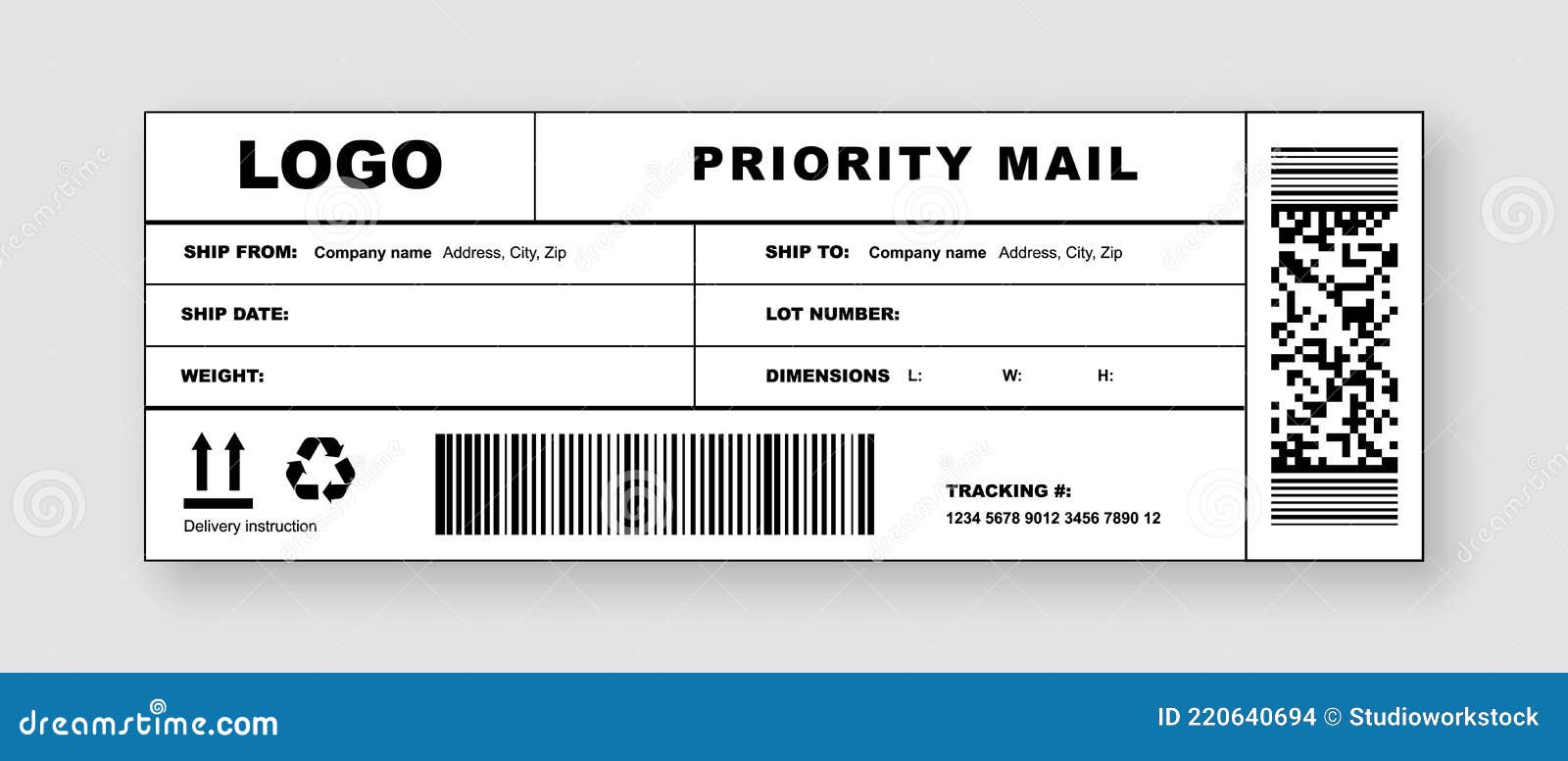 Delivery Label Mail for Post Package or Shipping Document Stock Vector