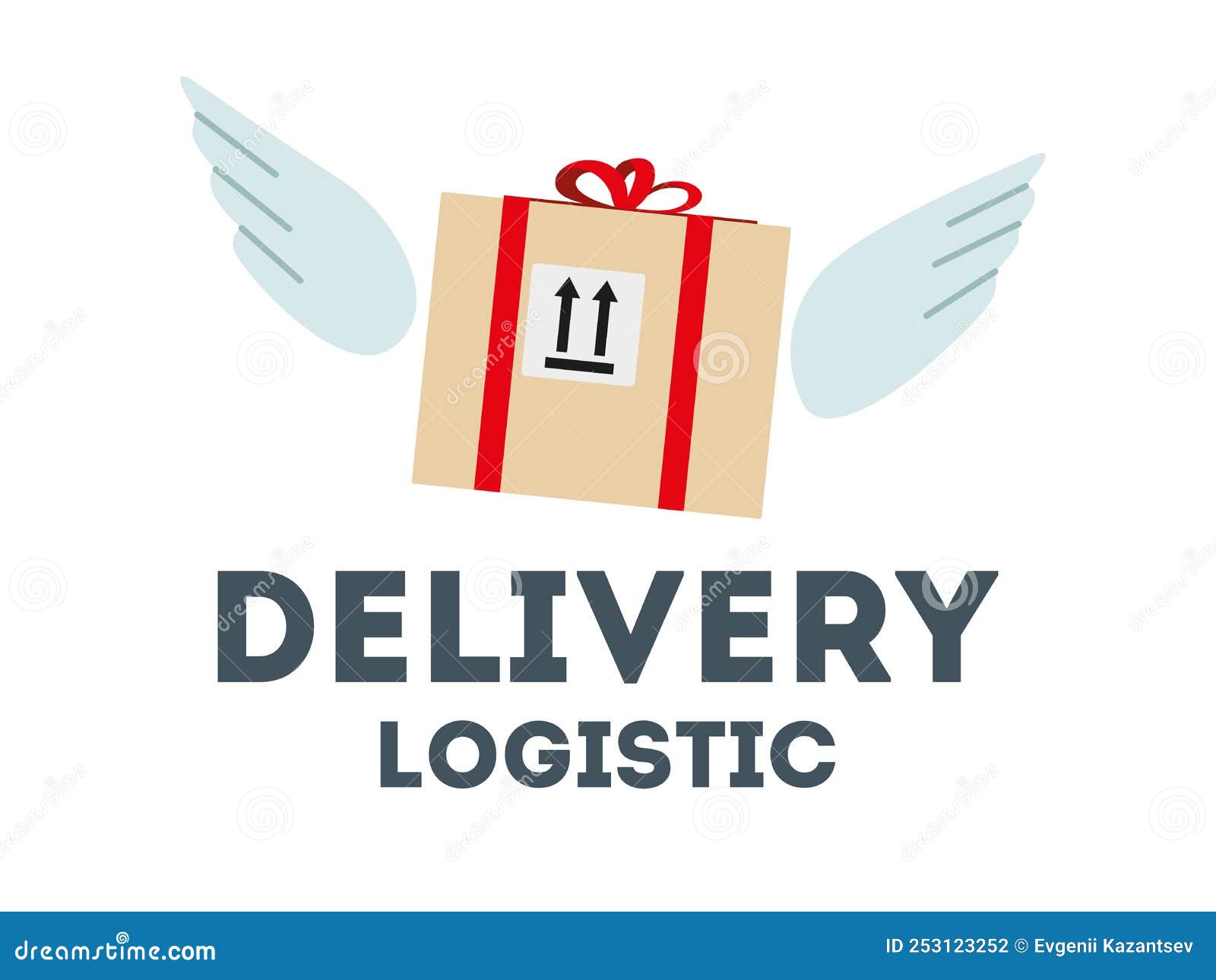 Delivery Logistics Logo. the Package Box is Flying on Wings Stock Vector Illustration of