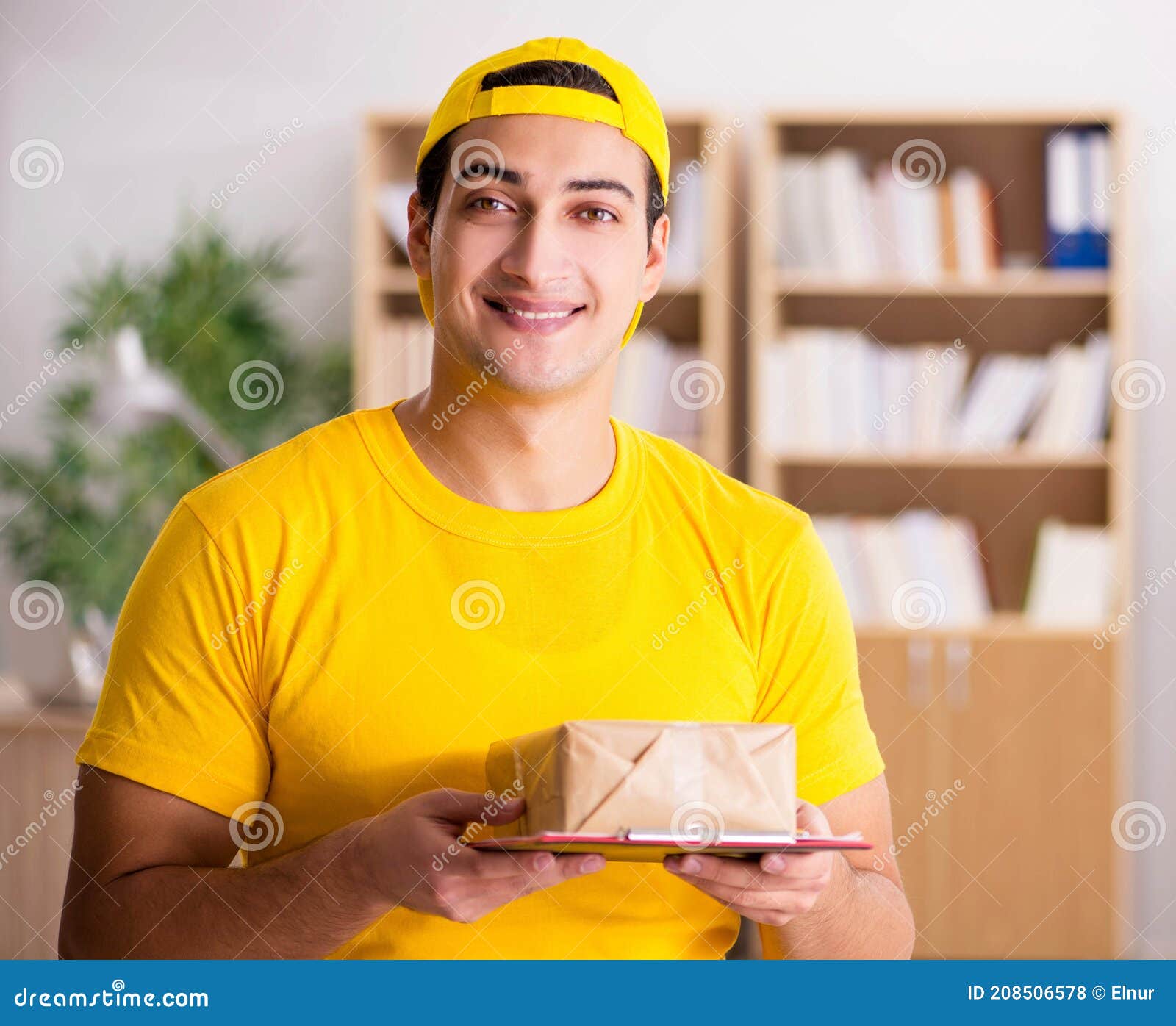 Delivery Man Delivering Parcel Box Stock Photo Image of gift, giving