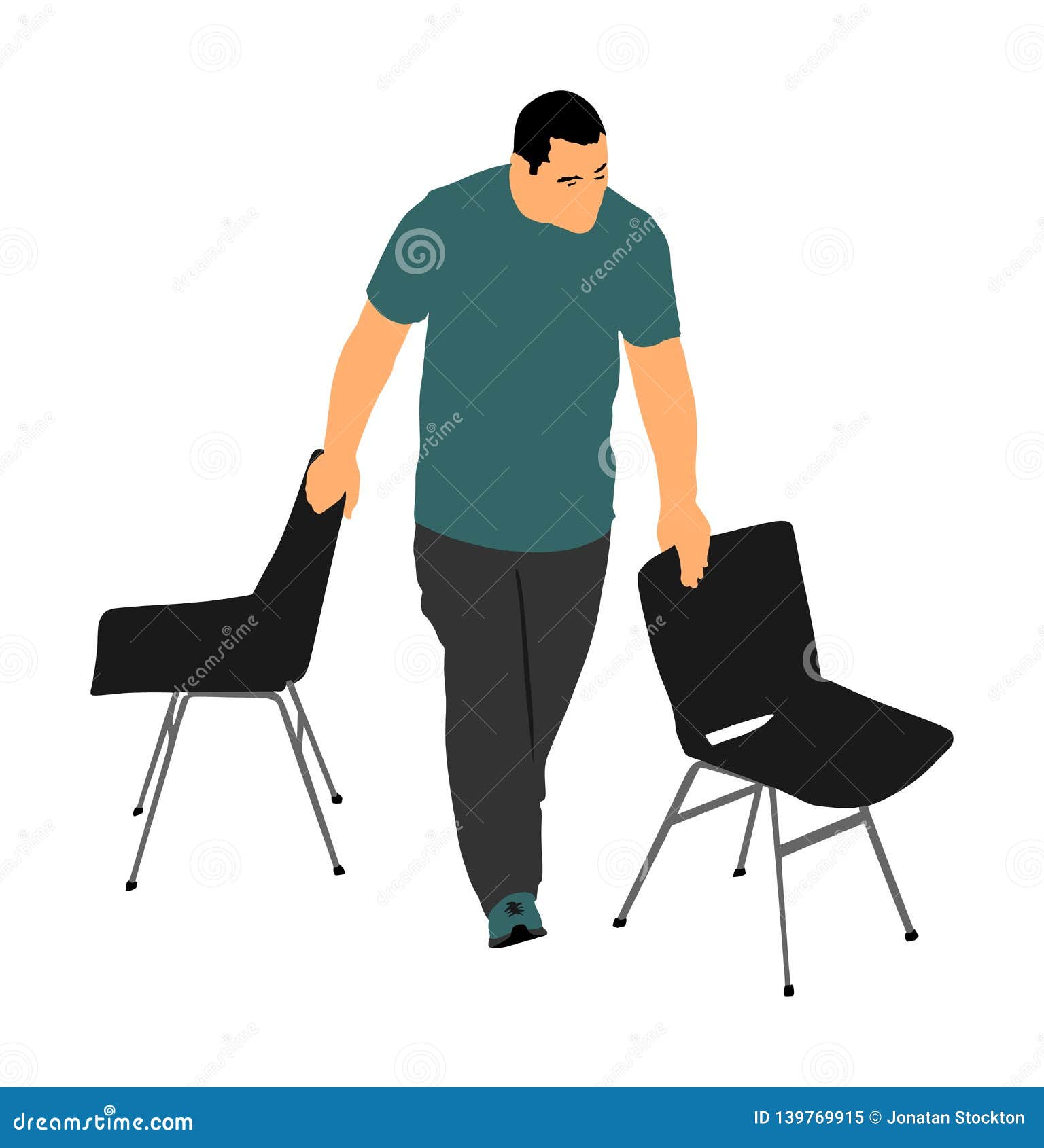 Delivery Service Moving Transport, Worker Carrying Chairs Illustration ...