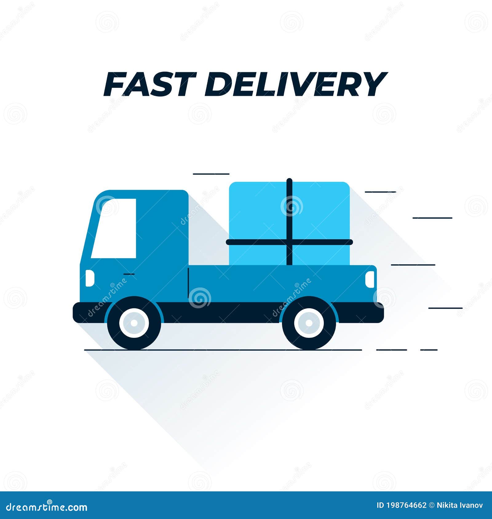 Delivery Truck Flat Illustration. Vector Illustration of a Moving ...