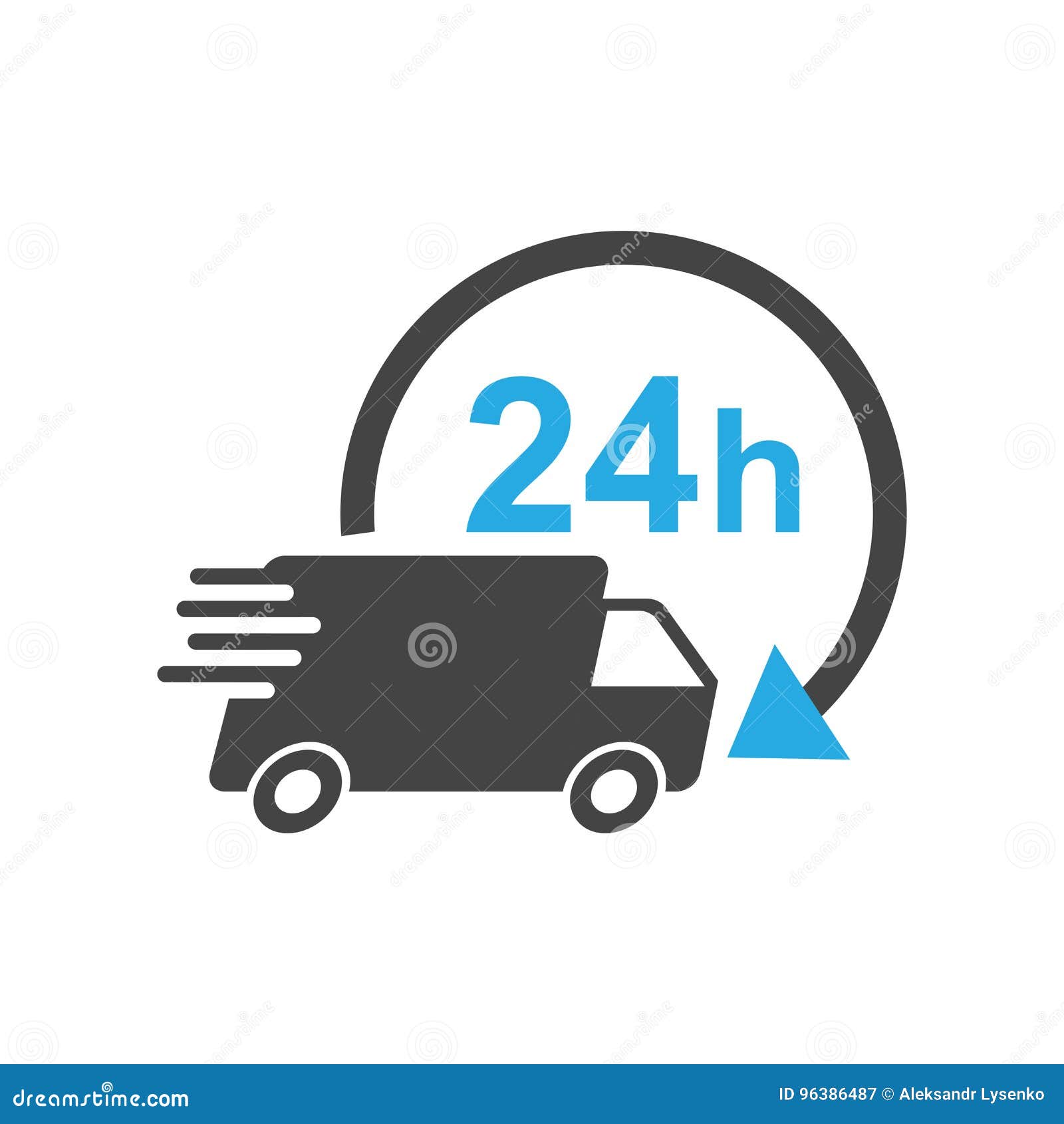 Delivery Truck 24h Vector Illustration. 24 Hours Fast ...