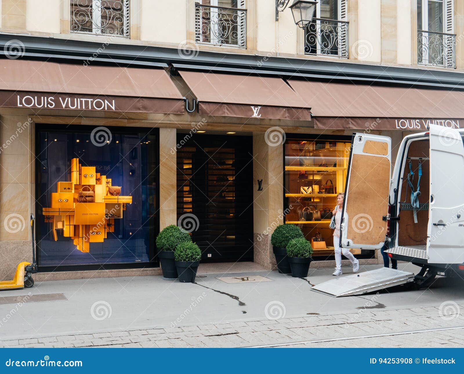 Louis Vuitton Store Facade On Fashion Street Stock Photo