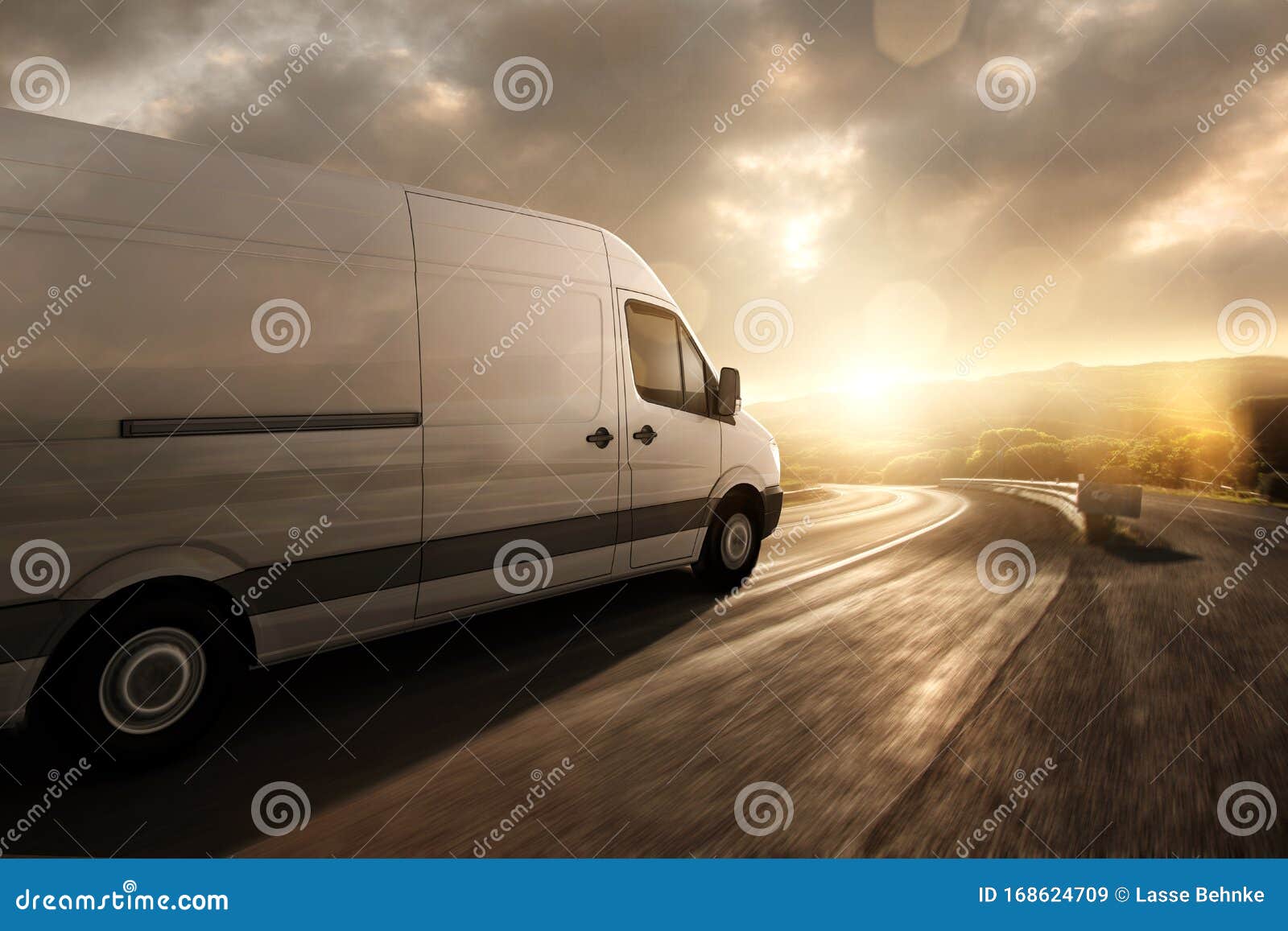 Delivery van during sunset stock image. Image of overtime 168624709