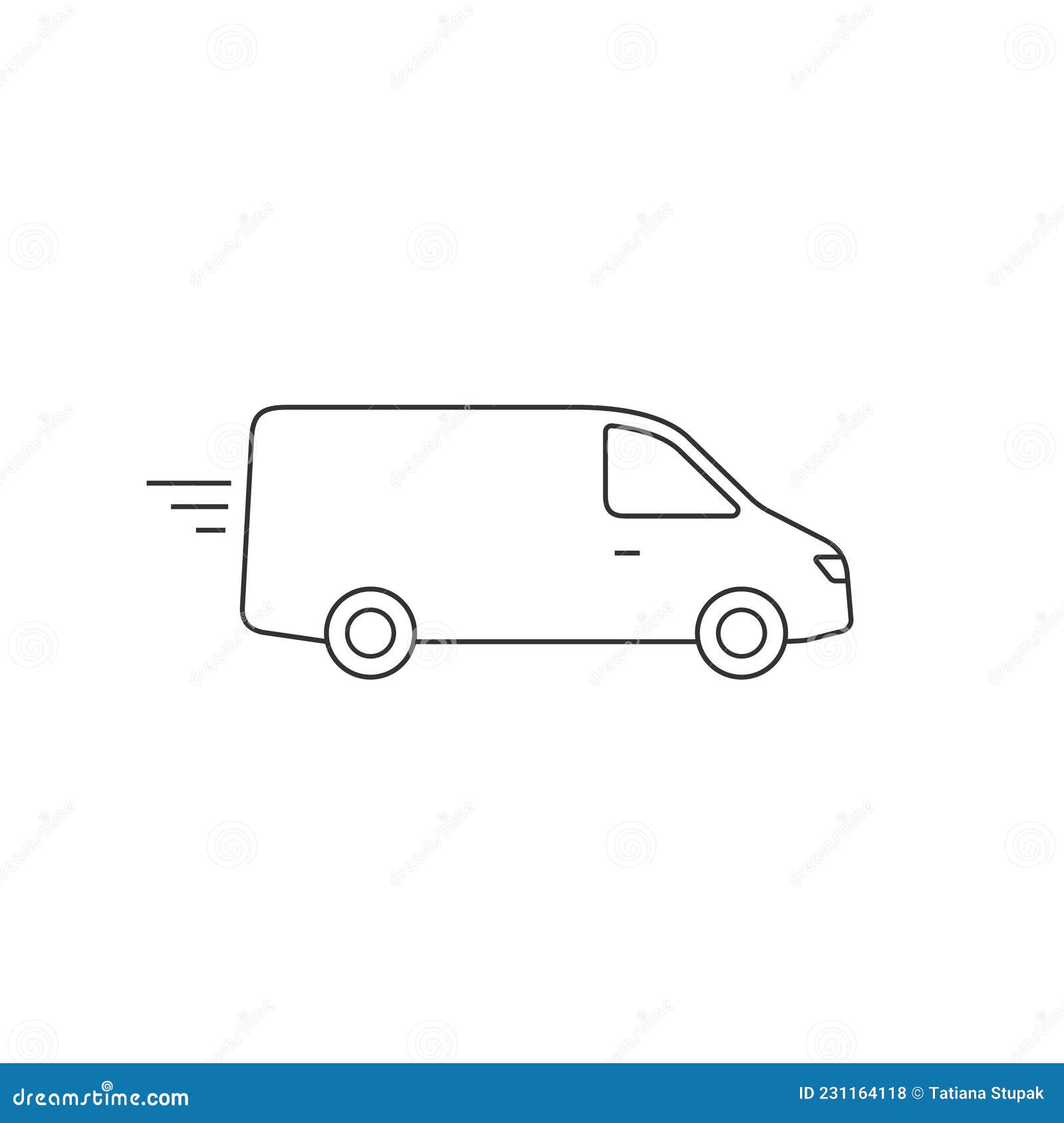 Delivery Van Truck Line Icon, Minibus Isolated on White Background ...