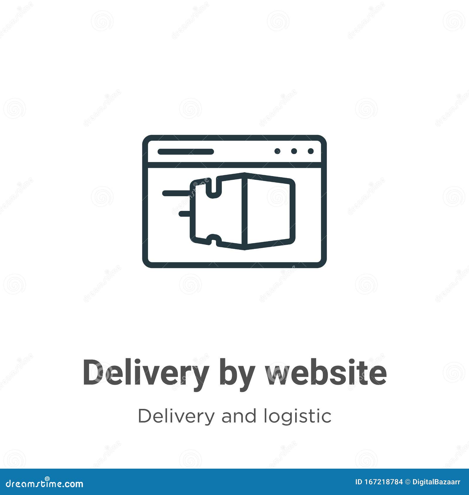 delivery by website outline  icon. thin line black delivery by website icon, flat  simple   from