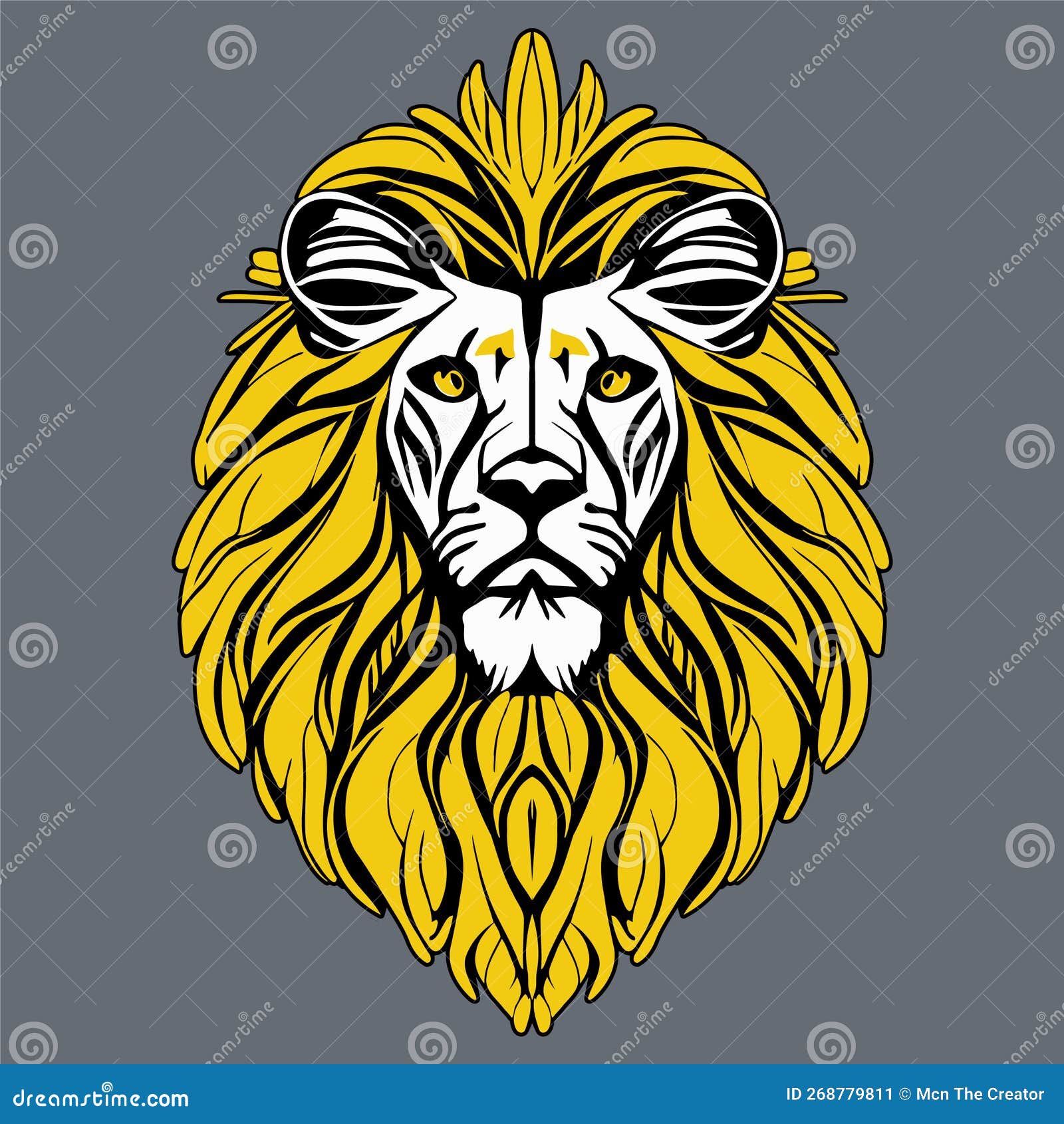 Lion And Symmetric Tribals Stock Photo, Picture and Royalty Free Image.  Image 14096850.