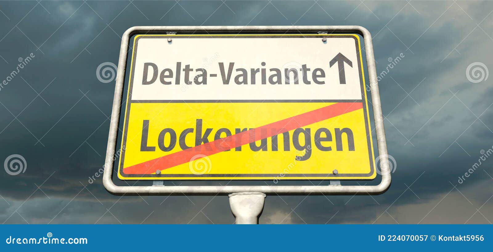 german place-name sign with the germans words `lockerungen` and `delta-variante` `easing` and `delta variant`