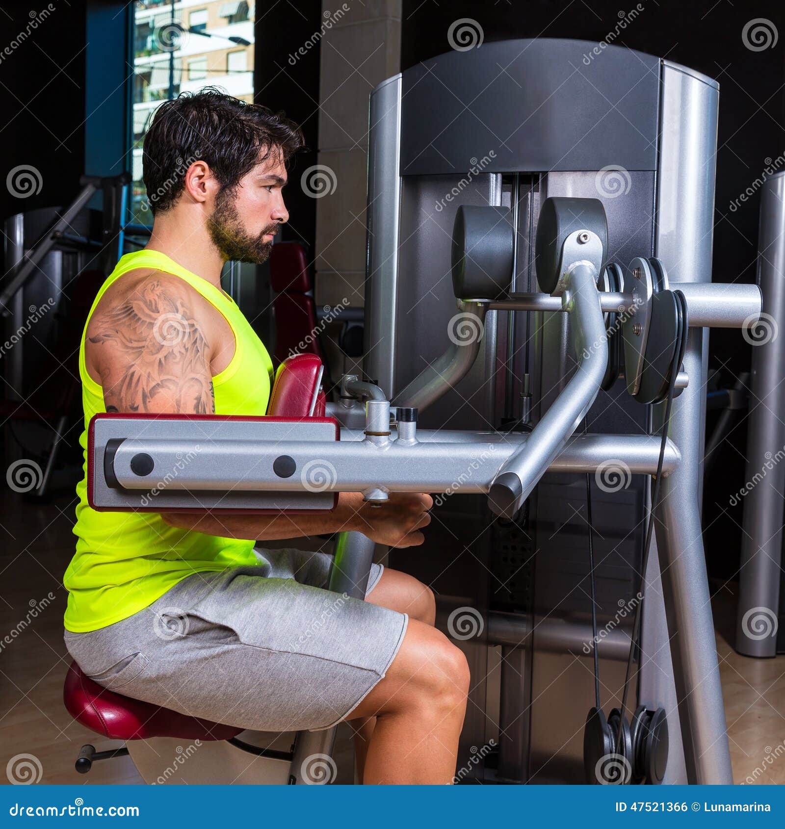 Deltoids Fly Machine Man for Shoulders Workout Stock Photo - Image