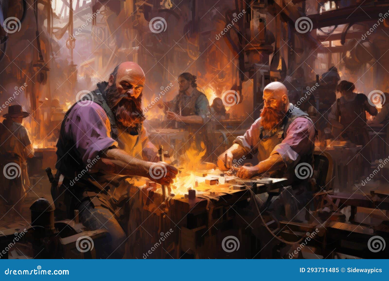 Loyal Dwarven Blacksmiths Crafting Mighty Weapons Generative AI Stock Image Image of loyal