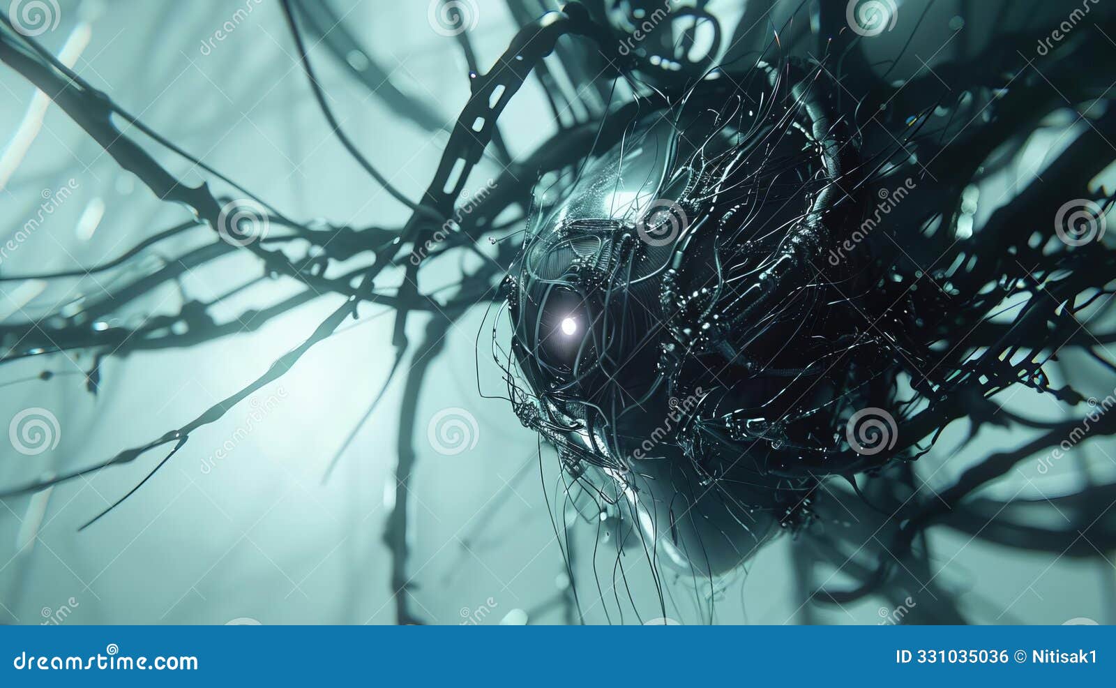 delve into a spinechilling moment capturing a futuristic technology with a creeping horror twist