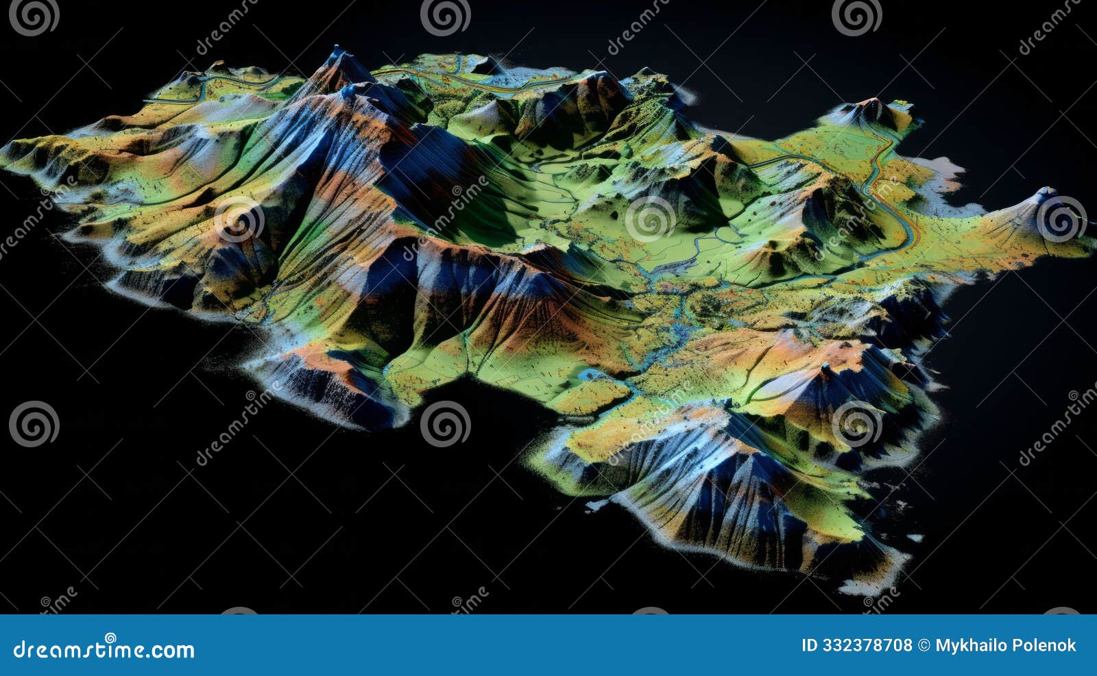 dem digital elevation model. gis lidar product made after proccesing aerial pictures taken from a drone by mapping