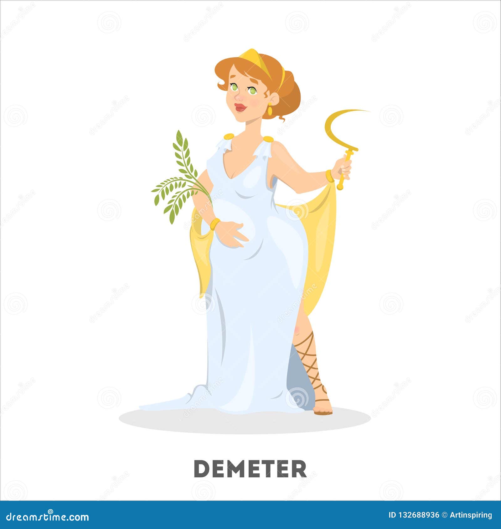 demeter goddess greek mythology ancient female character illustration vector