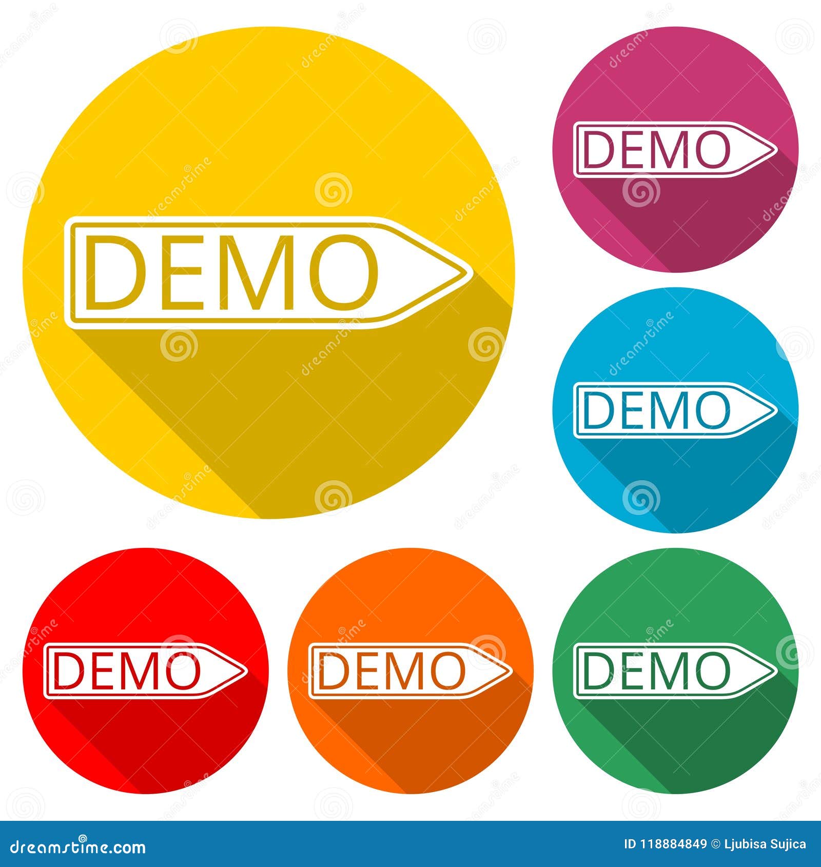 Demo Sign Demo Icon 6 Colors Included Vector Illustration