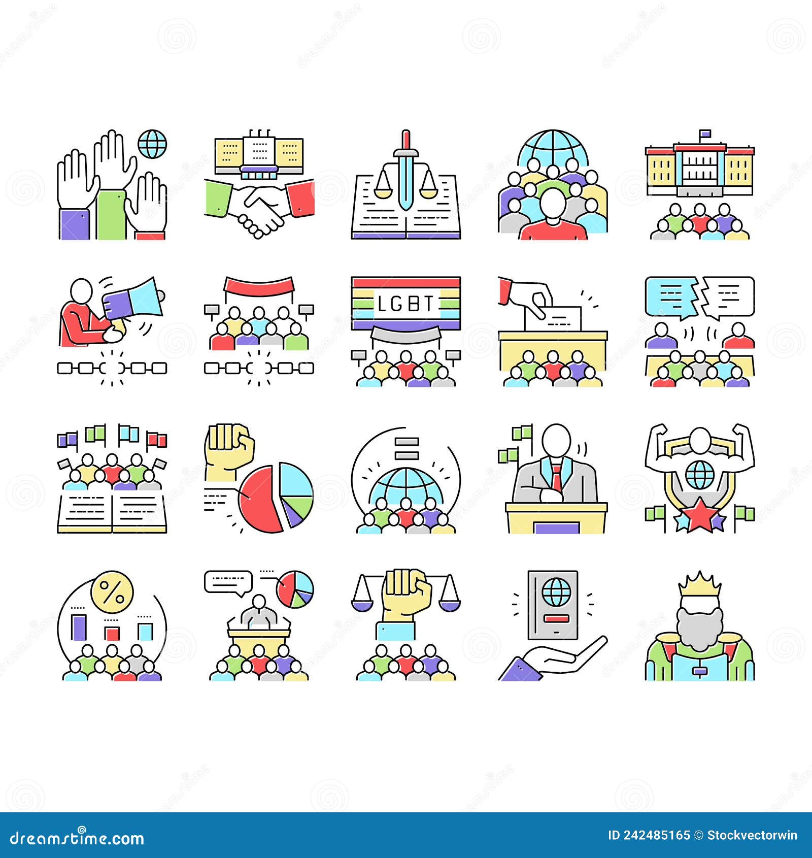 democracy government politic icons set  .