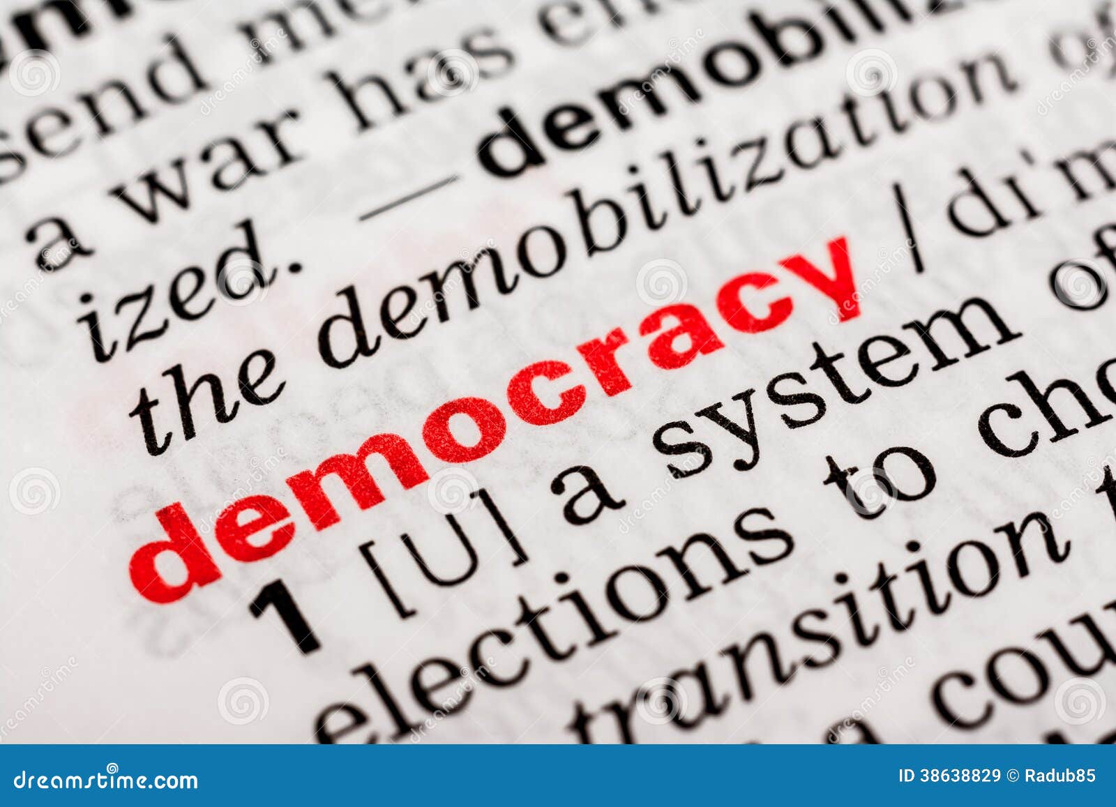 Democracy Word Definition Stock Image Image Of Election 38638829