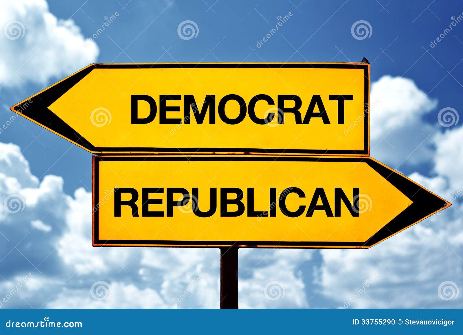 democrat or republican, opposite signs