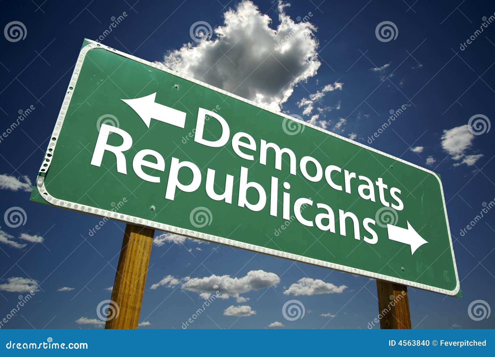 democrats, republicans - road-sign.