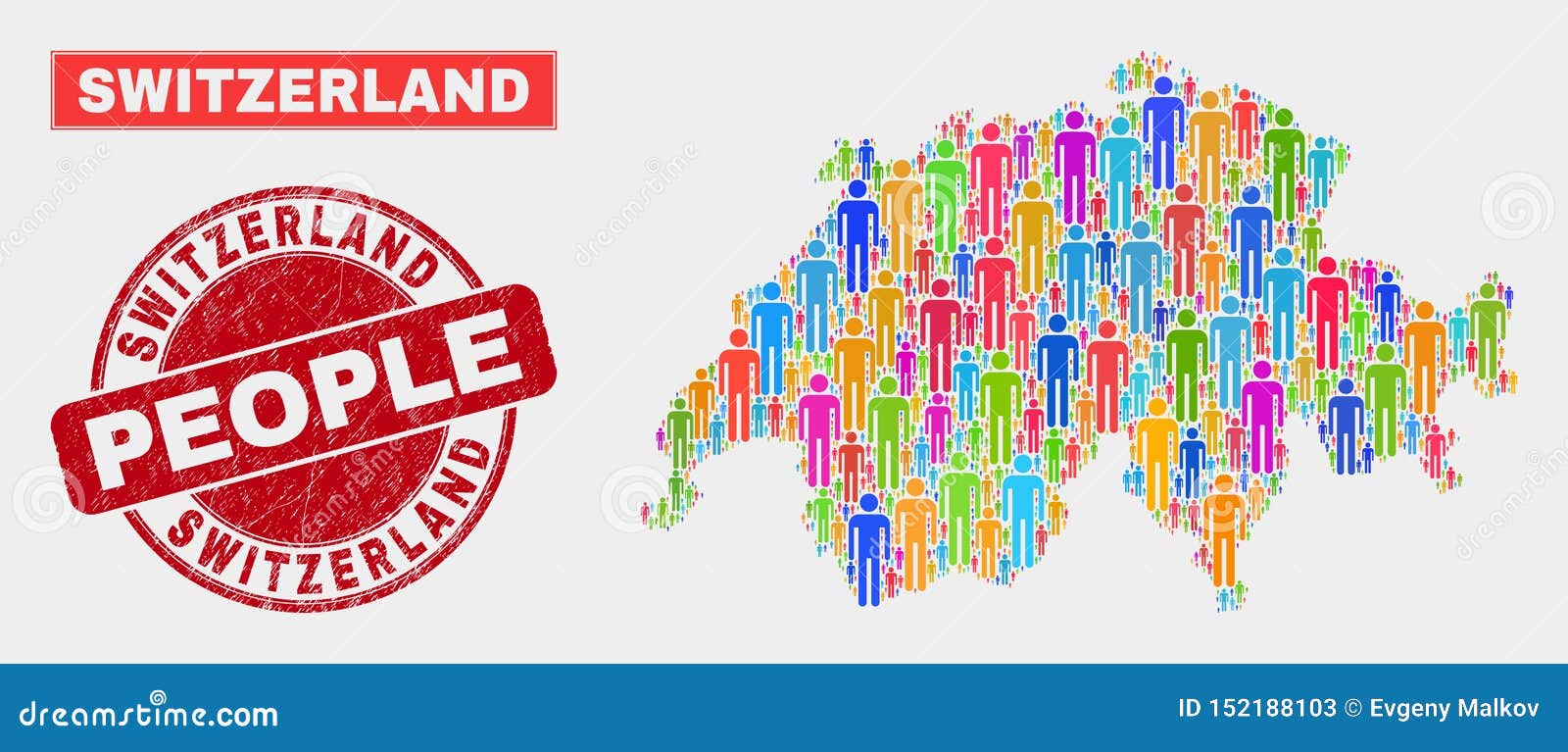 Switzerland Map Population People and Unclean Watermark Stock Vector