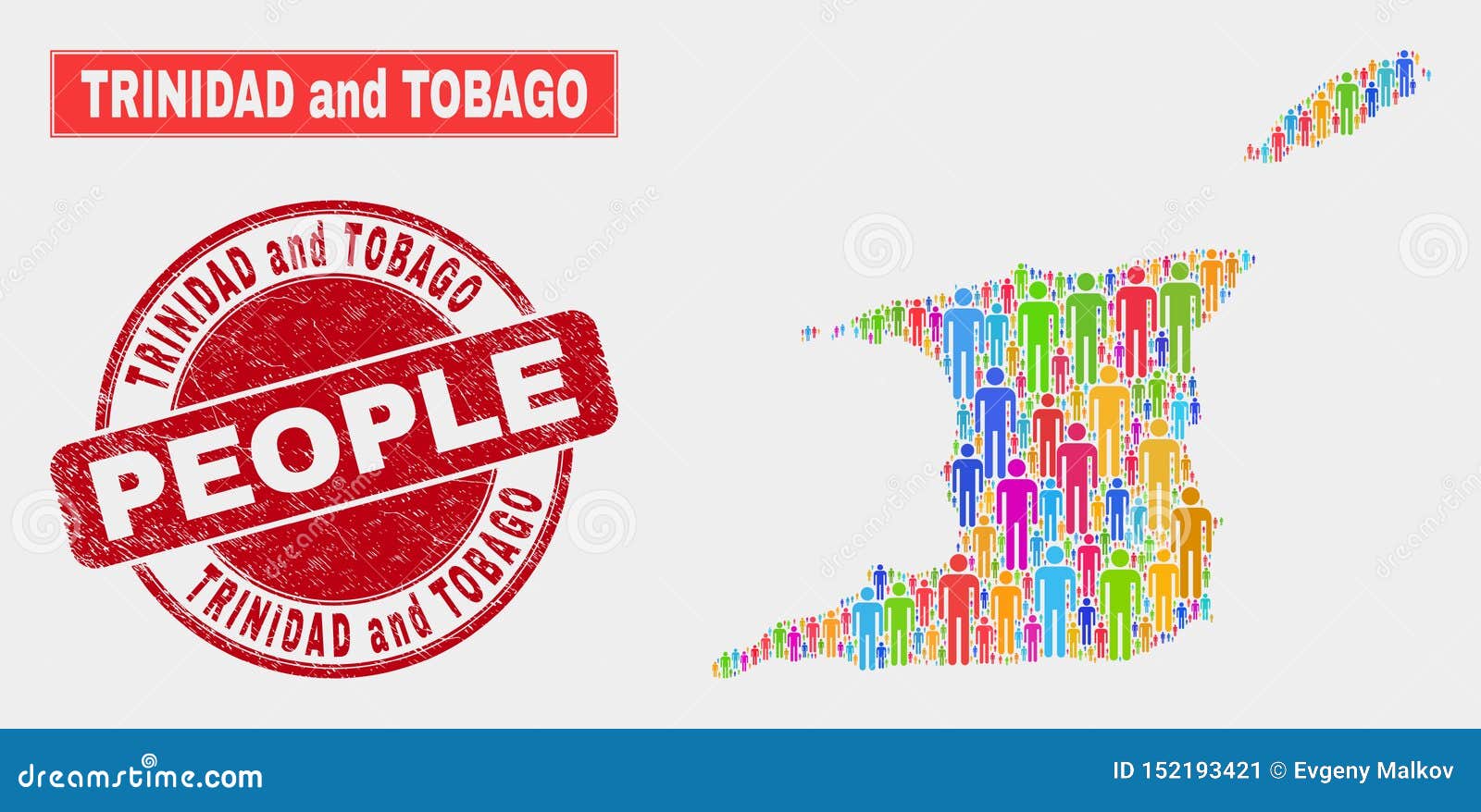 Trinidad and Tobago Map Population Demographics and Corroded Watermark