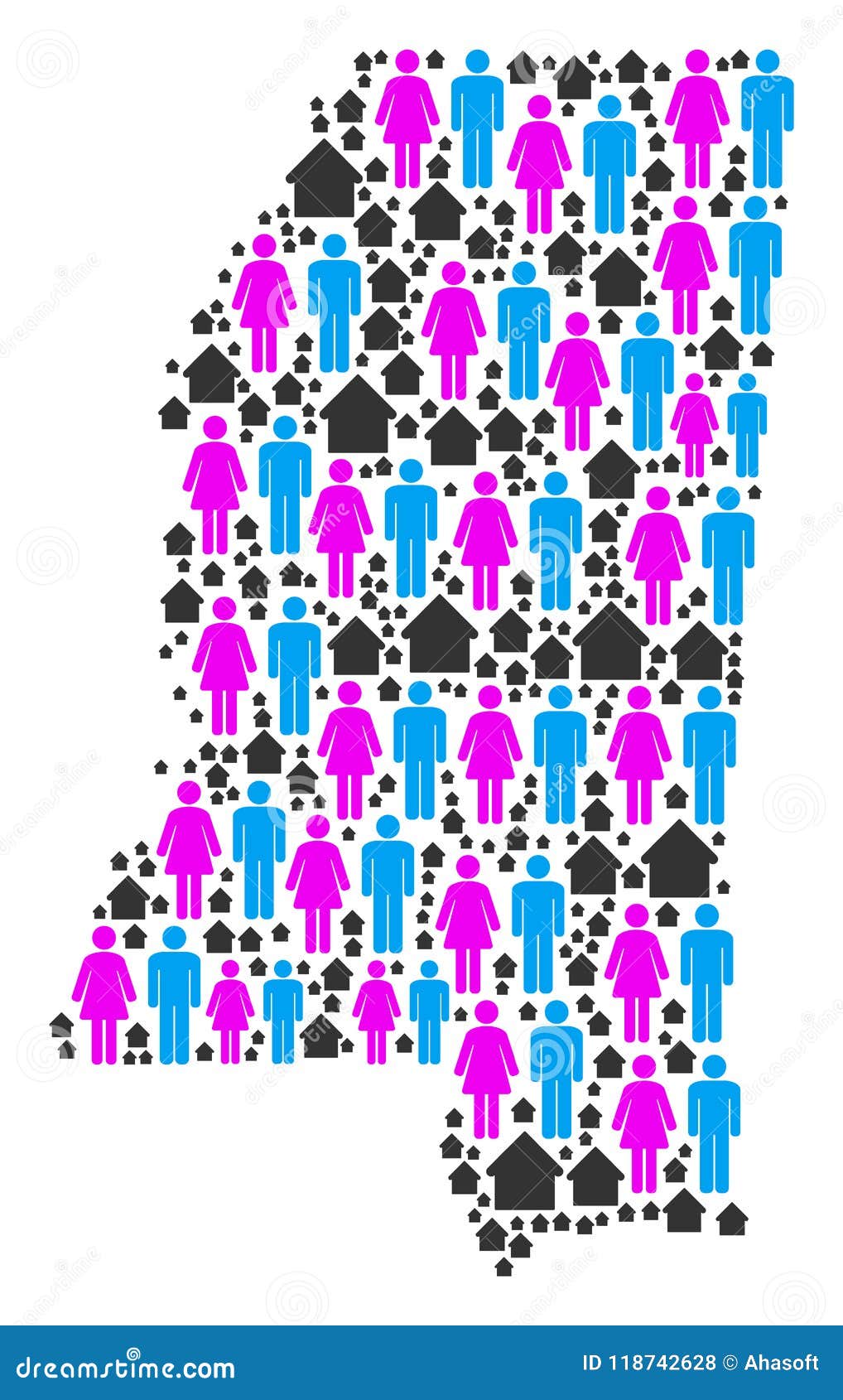 Demographics Mississippi State Map Stock Vector Illustration of