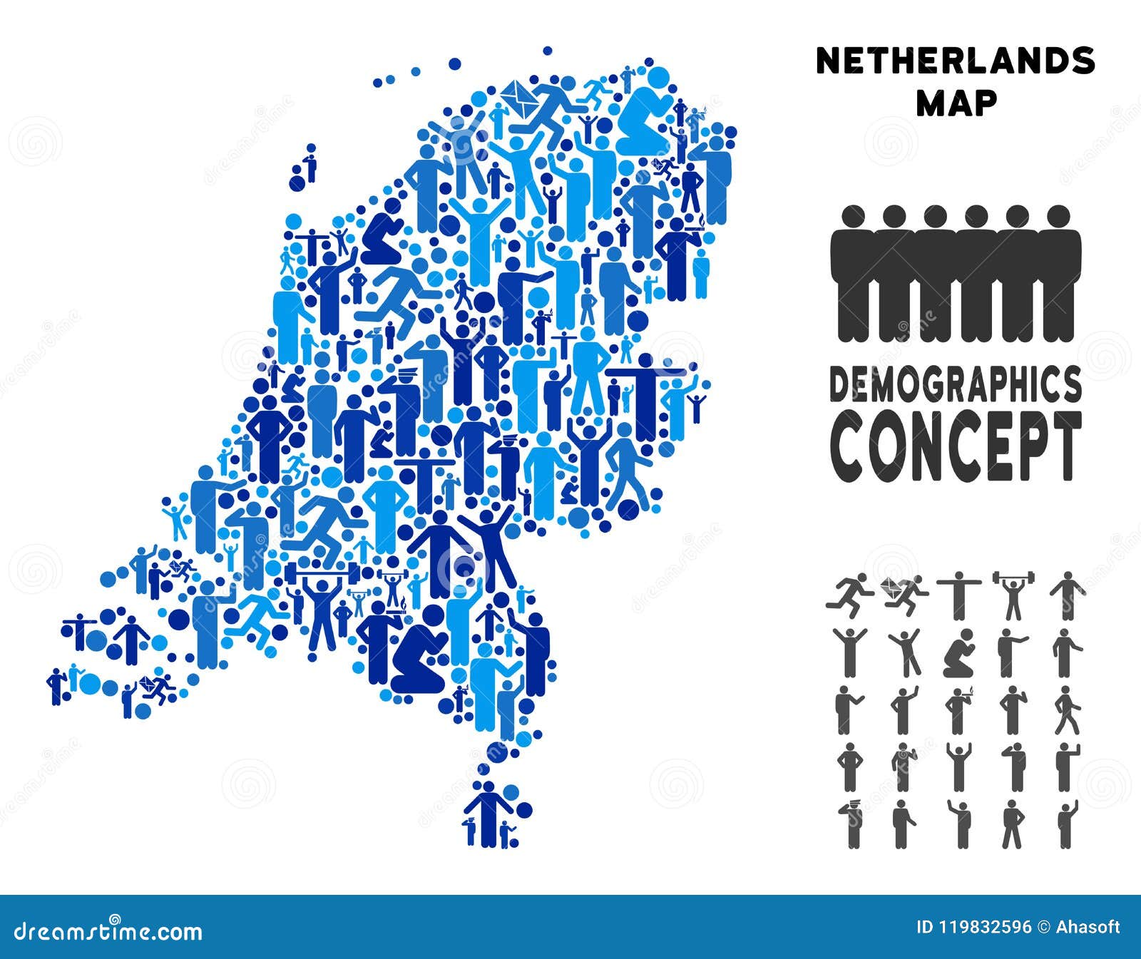 Demographics Netherlands Map Stock Vector Illustration of crowd