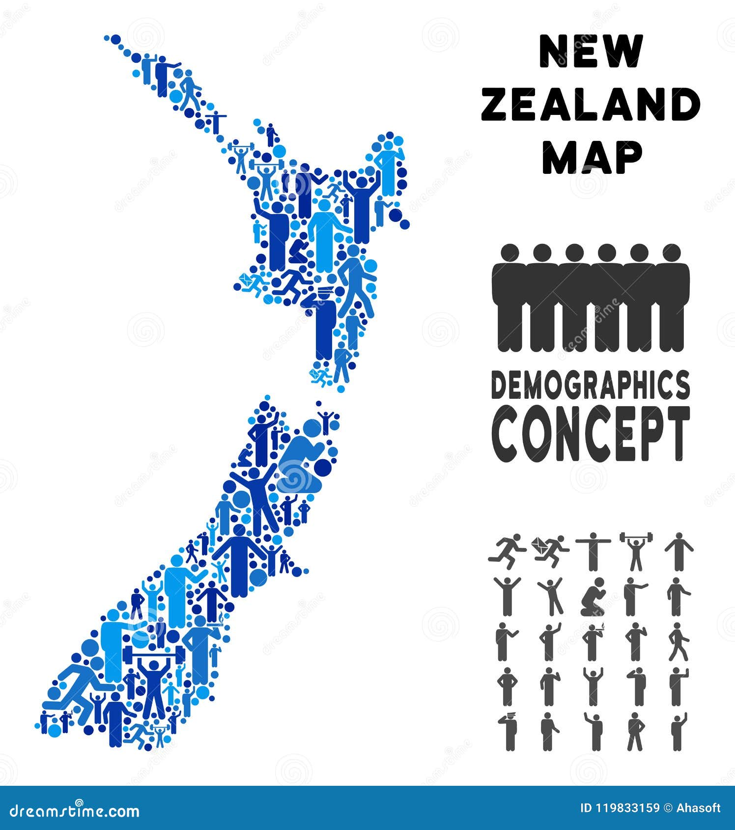 Demographics New Zealand Map Stock Vector Illustration of demographic