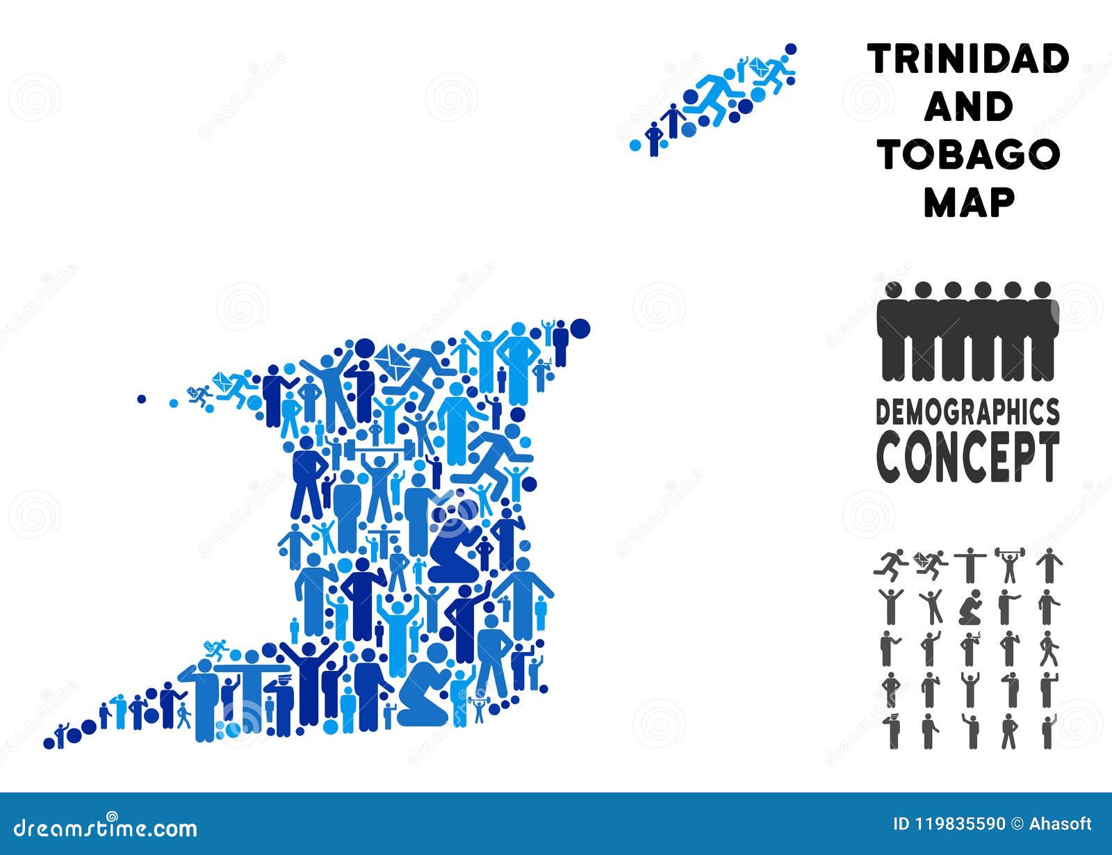 Demographics Trinidad and Tobago Map Stock Vector Illustration of