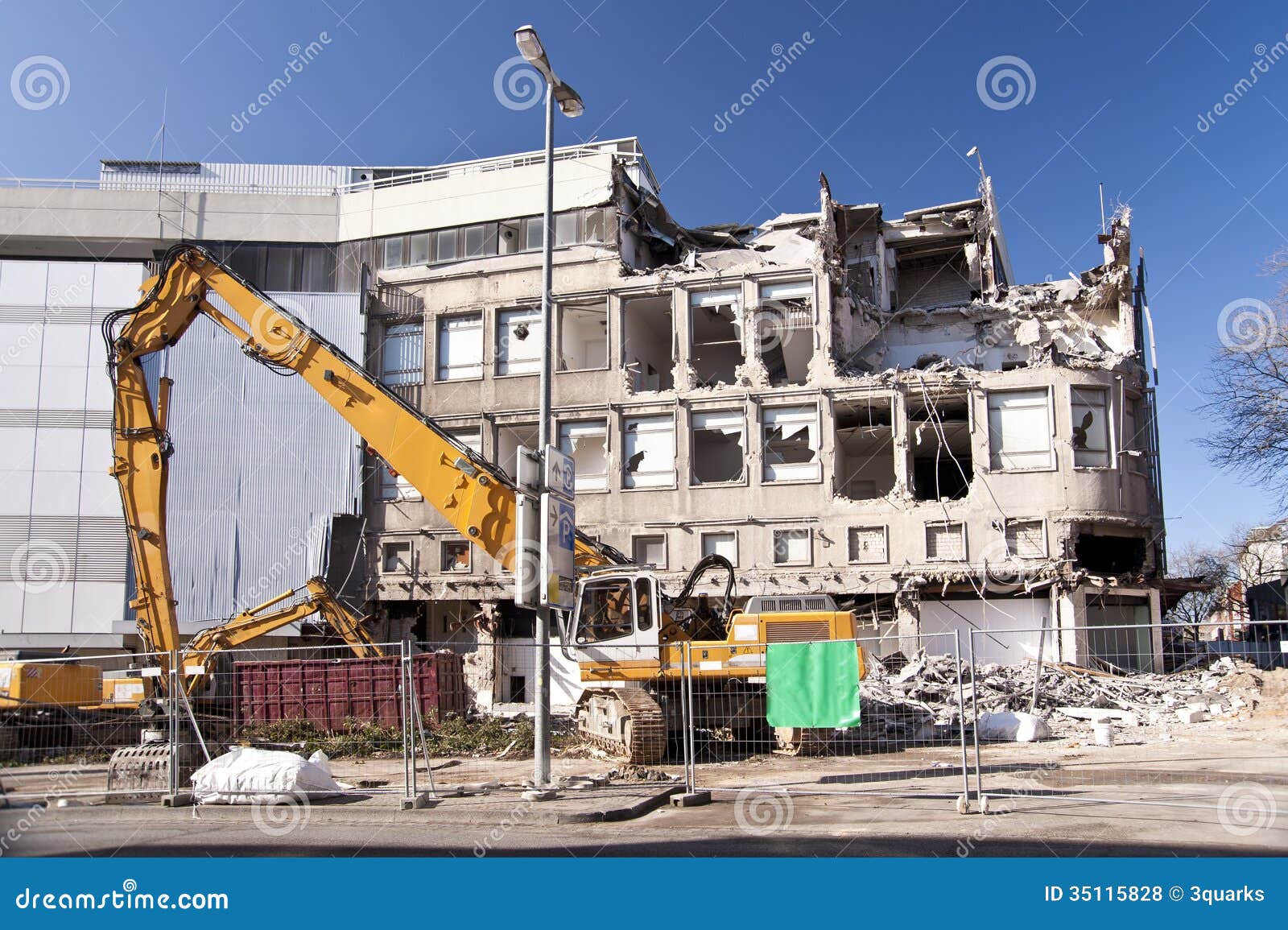 demolishing building