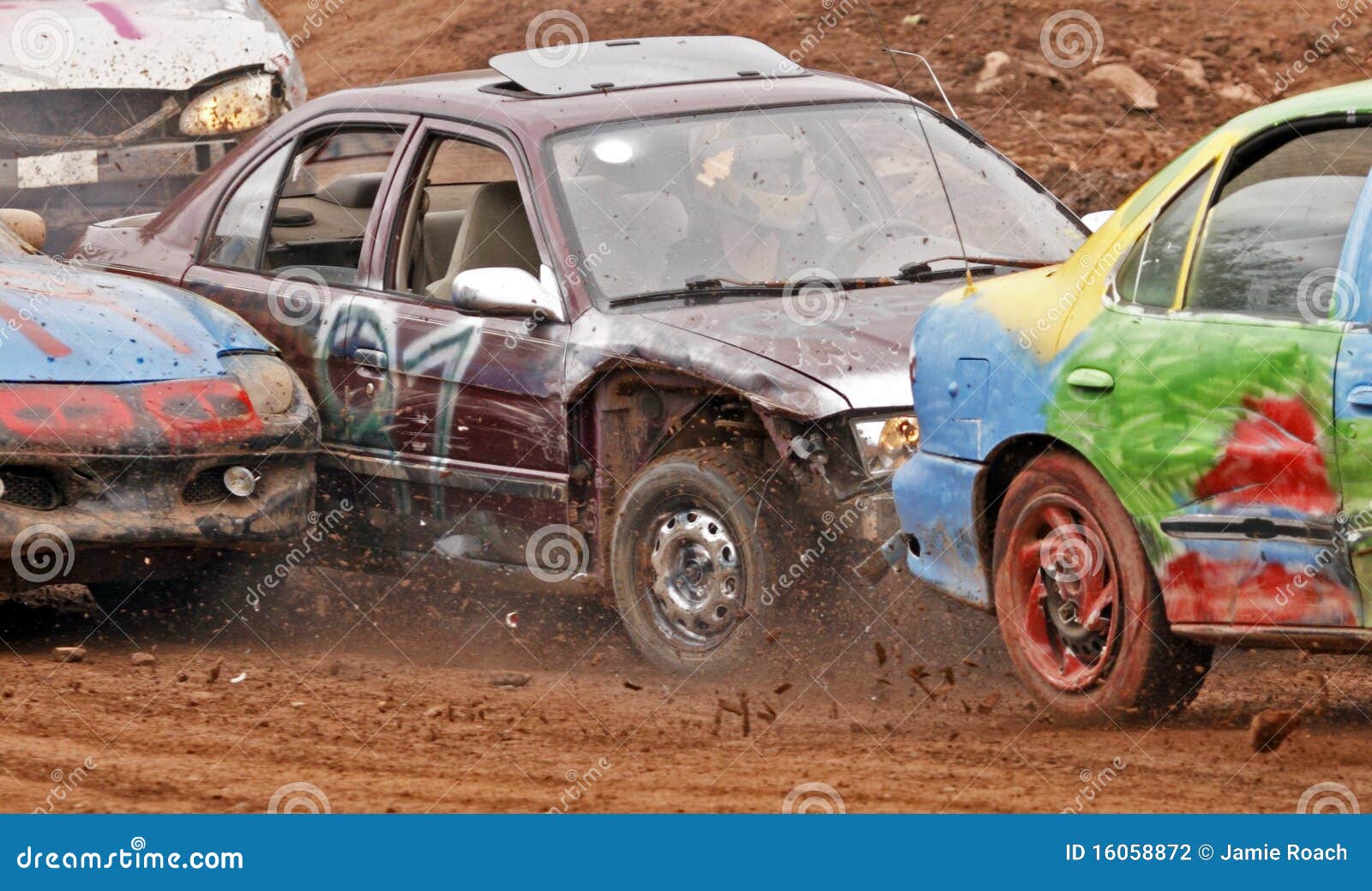 Demolition Derby Car Three Collide Editorial Photography Image of