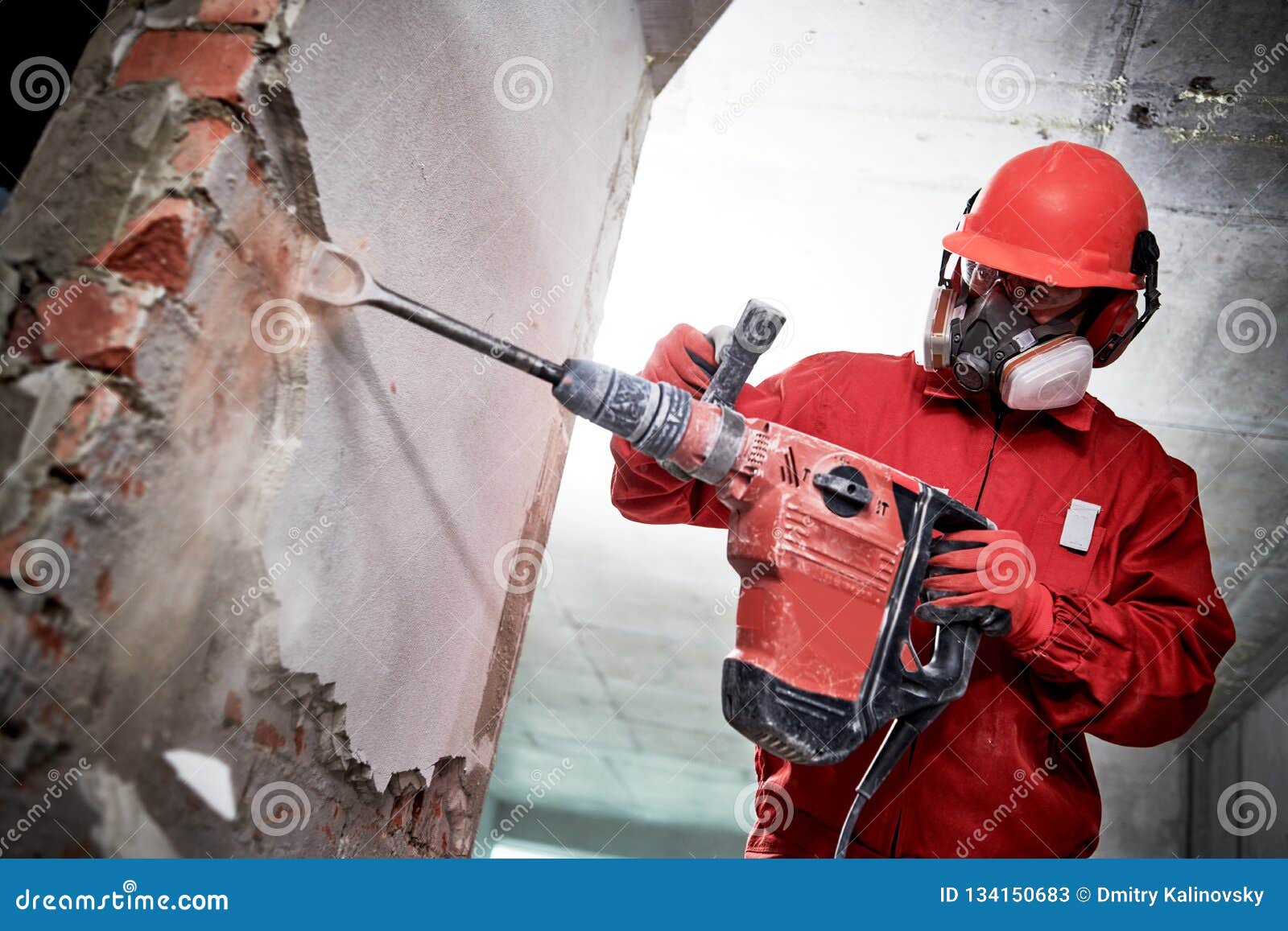 Demolition And Construction Destroying Worker With Hammer