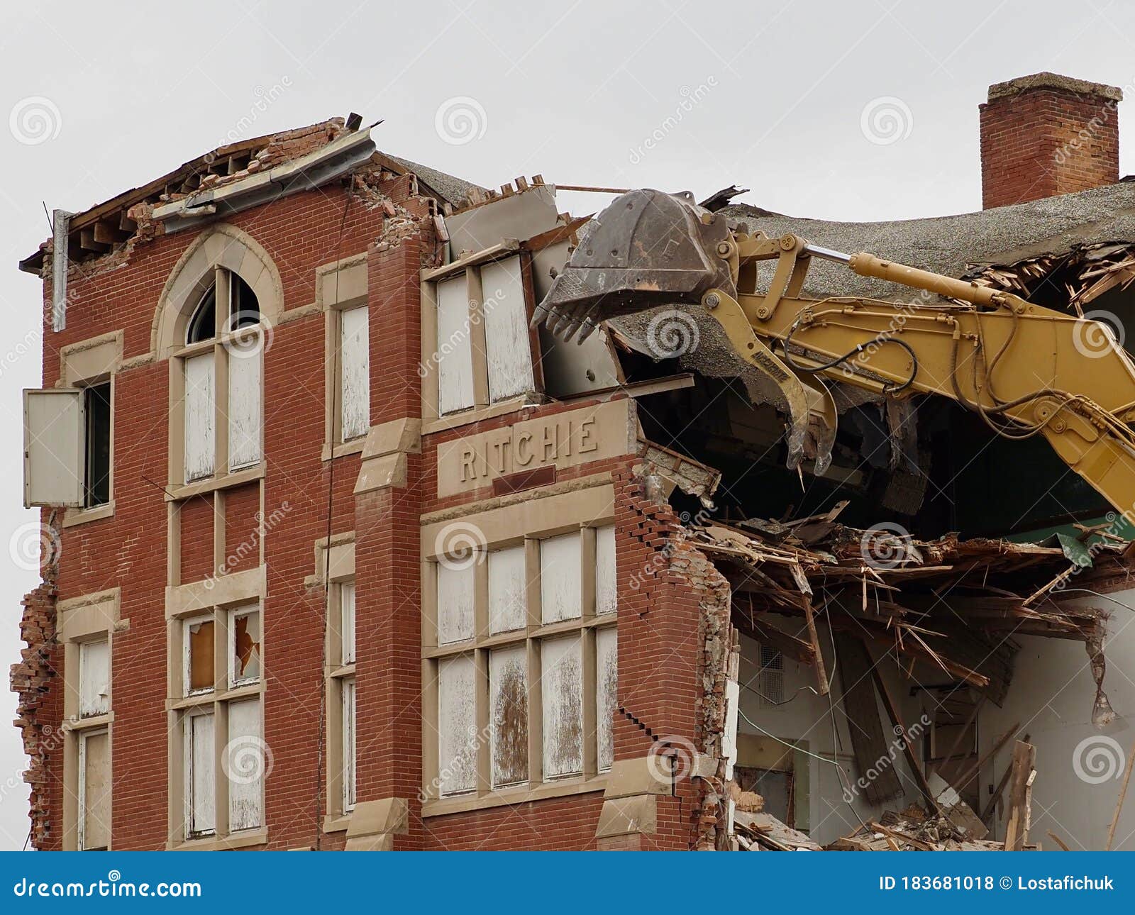 Demolition of a Historic School Editorial Stock Photo Image of