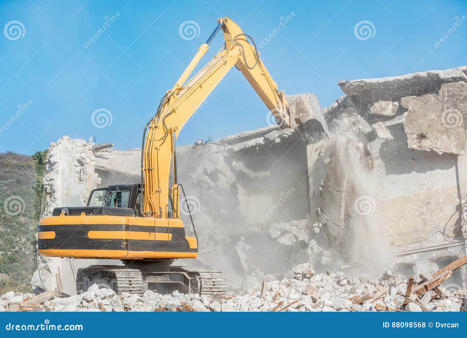 Demolition of an Old House with Excavator Stock Photo Image of work
