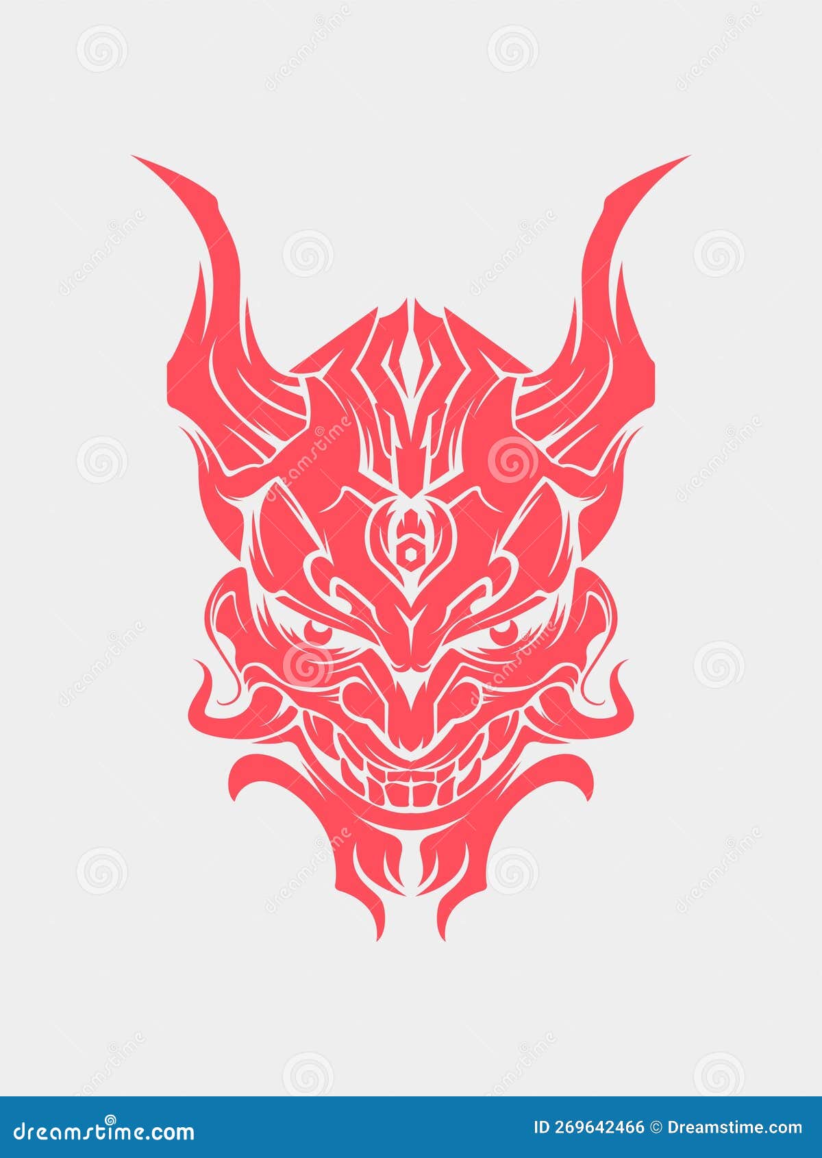 demon samurai oni mask hannya mask japanesse skull style head tattoo    t shirt print template