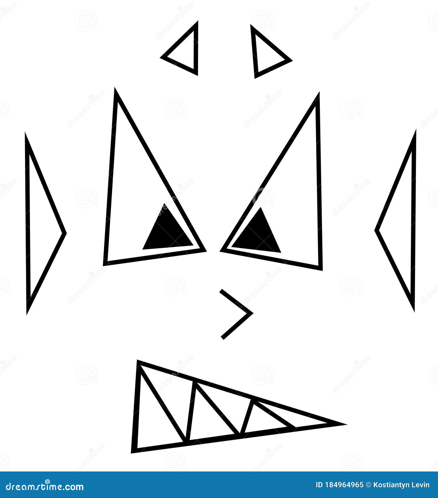 Demonio De Dibujos Animados Hecho De Triángulos. Cara Enojada Ilustración  del Vector - Ilustración de pene, dientes: 184964965
