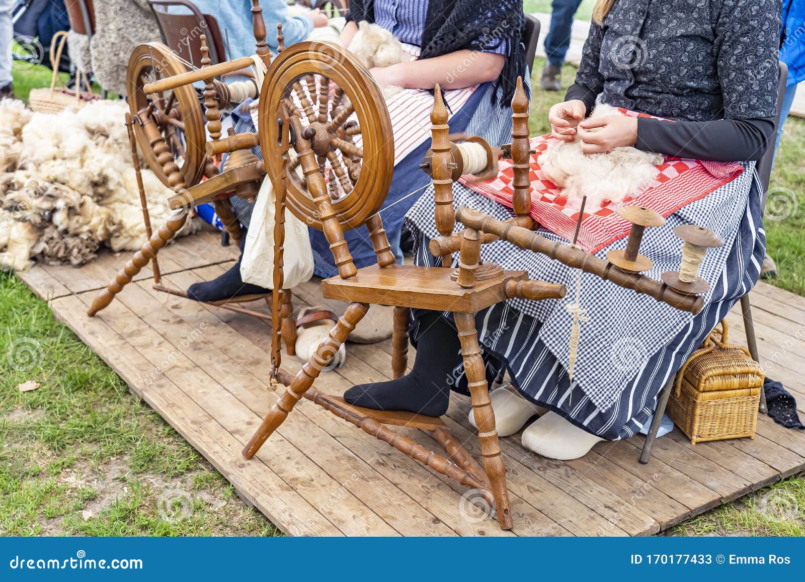 A Demonstration of How To Spin Wool on a Spinning Wheel at the