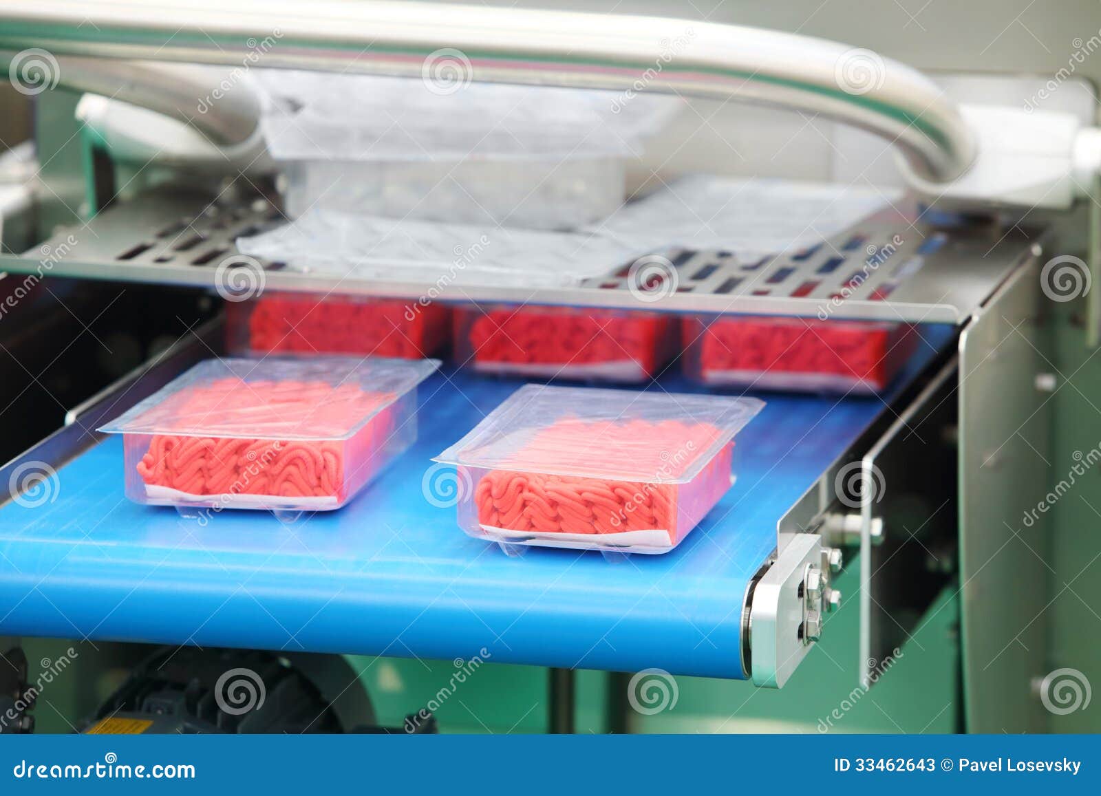 Demonstration of Packaging Machinery for Ground Meat Stock Image