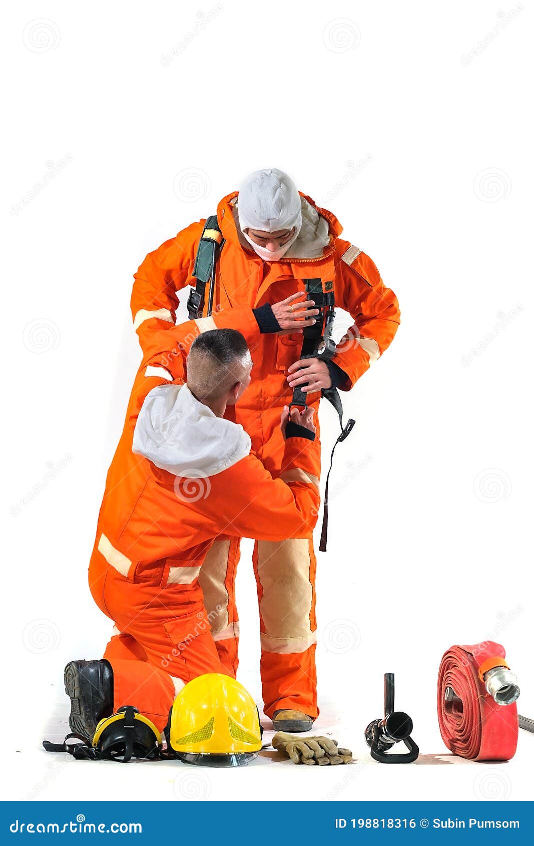 Demonstration of Wearing Fire Suit Stock Photo Image of gear, loop