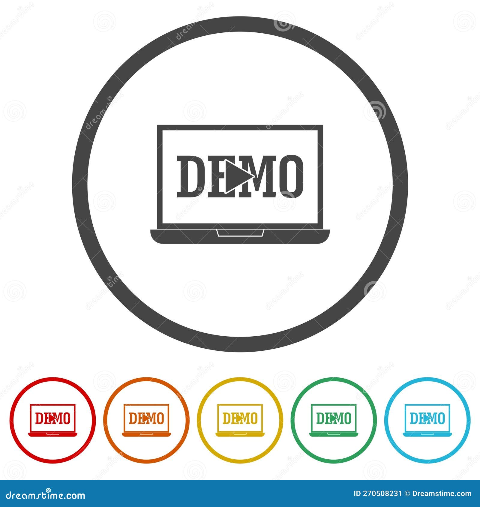 demostration icons in color circle buttons