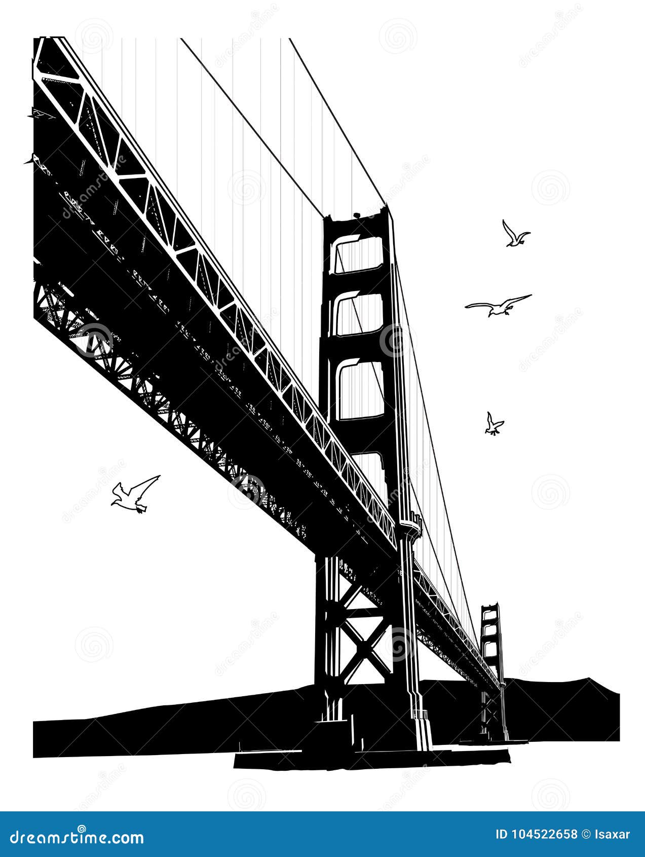 Den guld- portbron, San Francisco. Golden gate bridge, San Francisco - vektorillustration