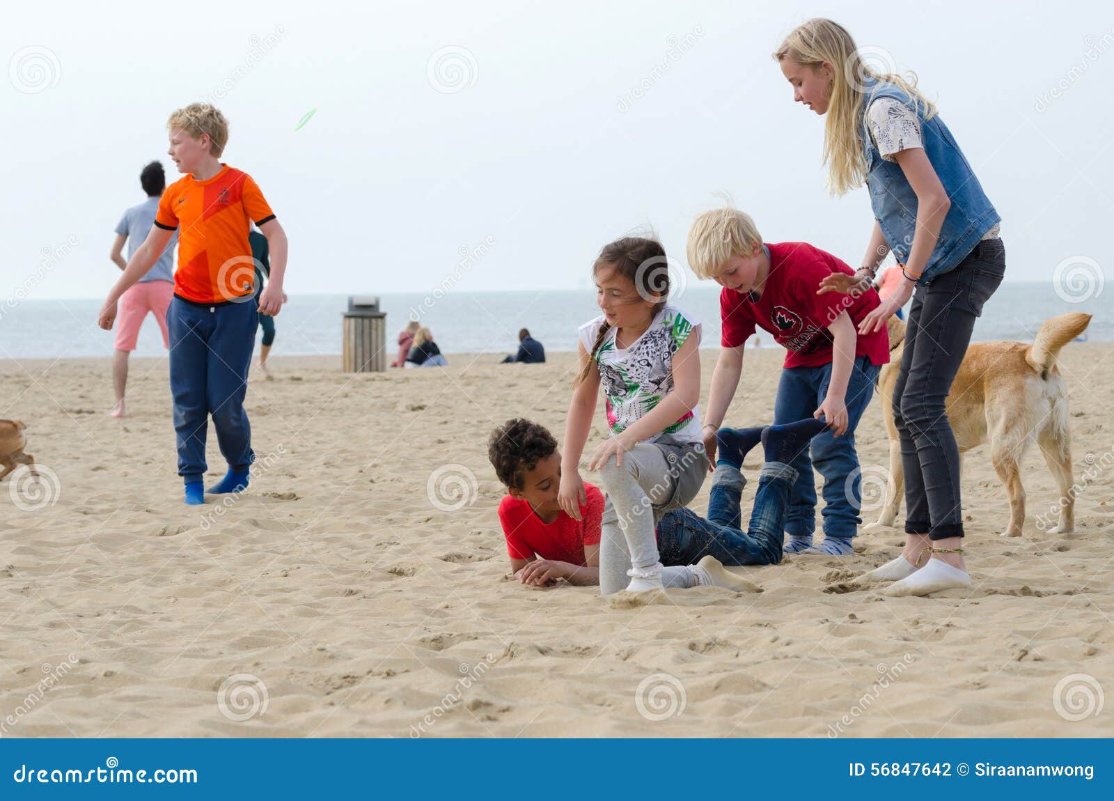 Den Haag, Die Niederlande 8. Mai 2015 Kinder, Die Am Strand