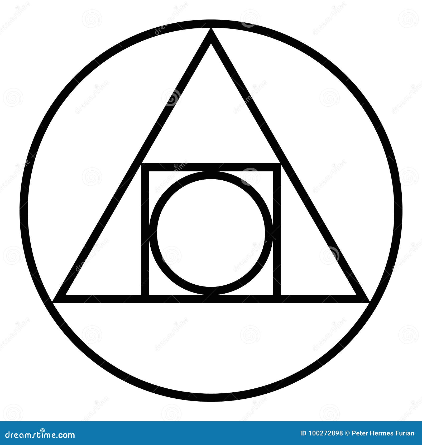 Den Kvadrerade Cirkeln, Den Alchemical Skåran Och Symbolet Vektor  Illustrationer - Illustration av fyra, isolerat: 100272898