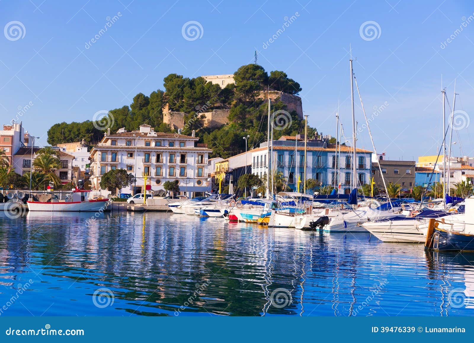 denia port with castle hill alicante province spain